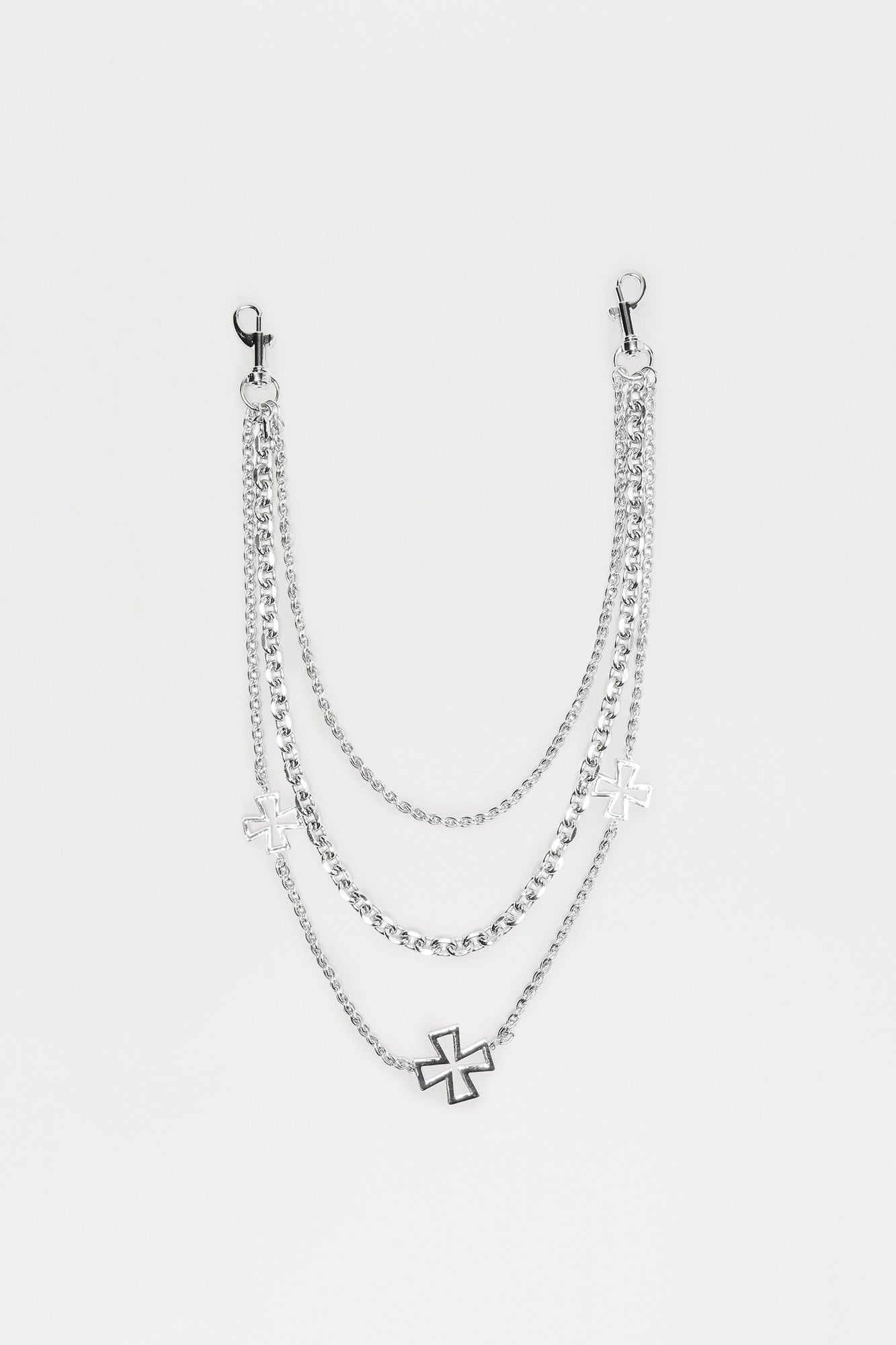 Nocturne Cross Triple Stacked Pants Chain - Silver