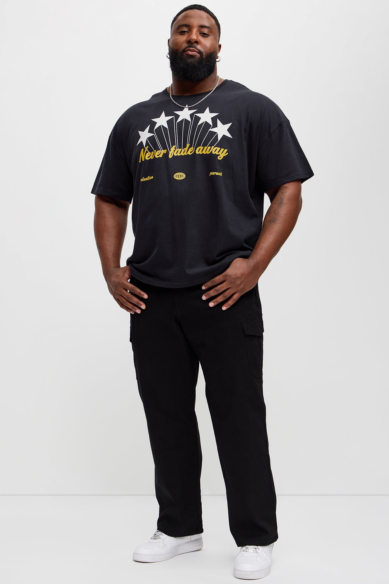 Never Fade Away Oversized Short Sleeve Tee - Black