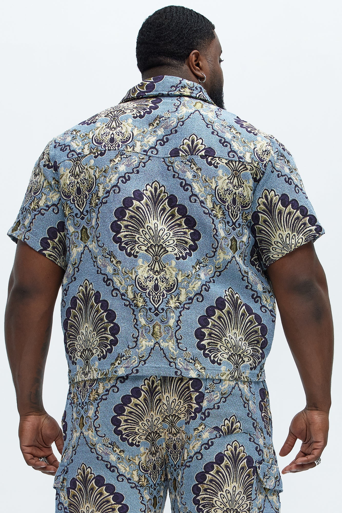 Highland Tapestry Short Sleeve Button Up Shirt - Blue/combo