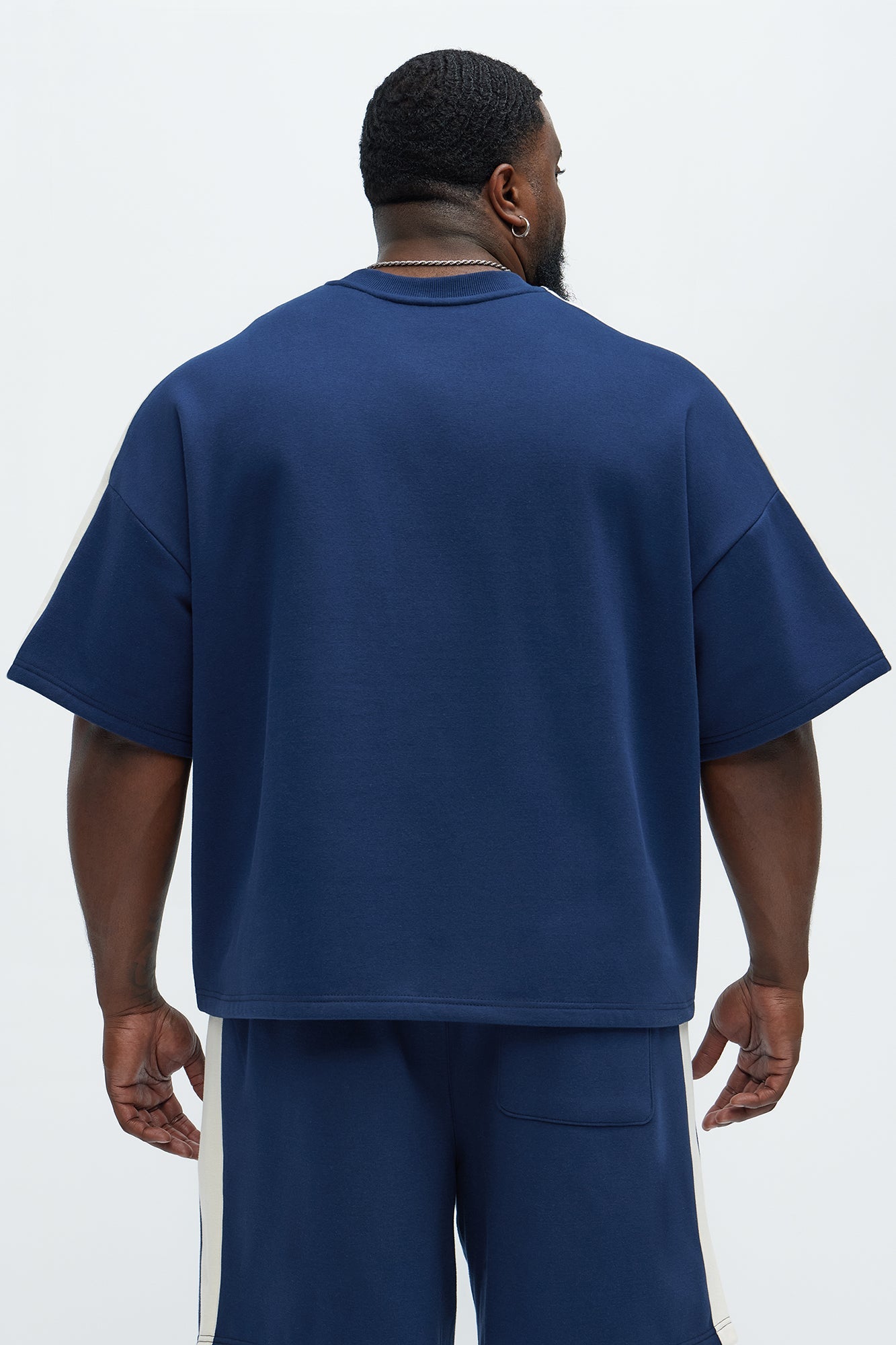 Tyson Oversized Heavyweight Striped Tee - Navy