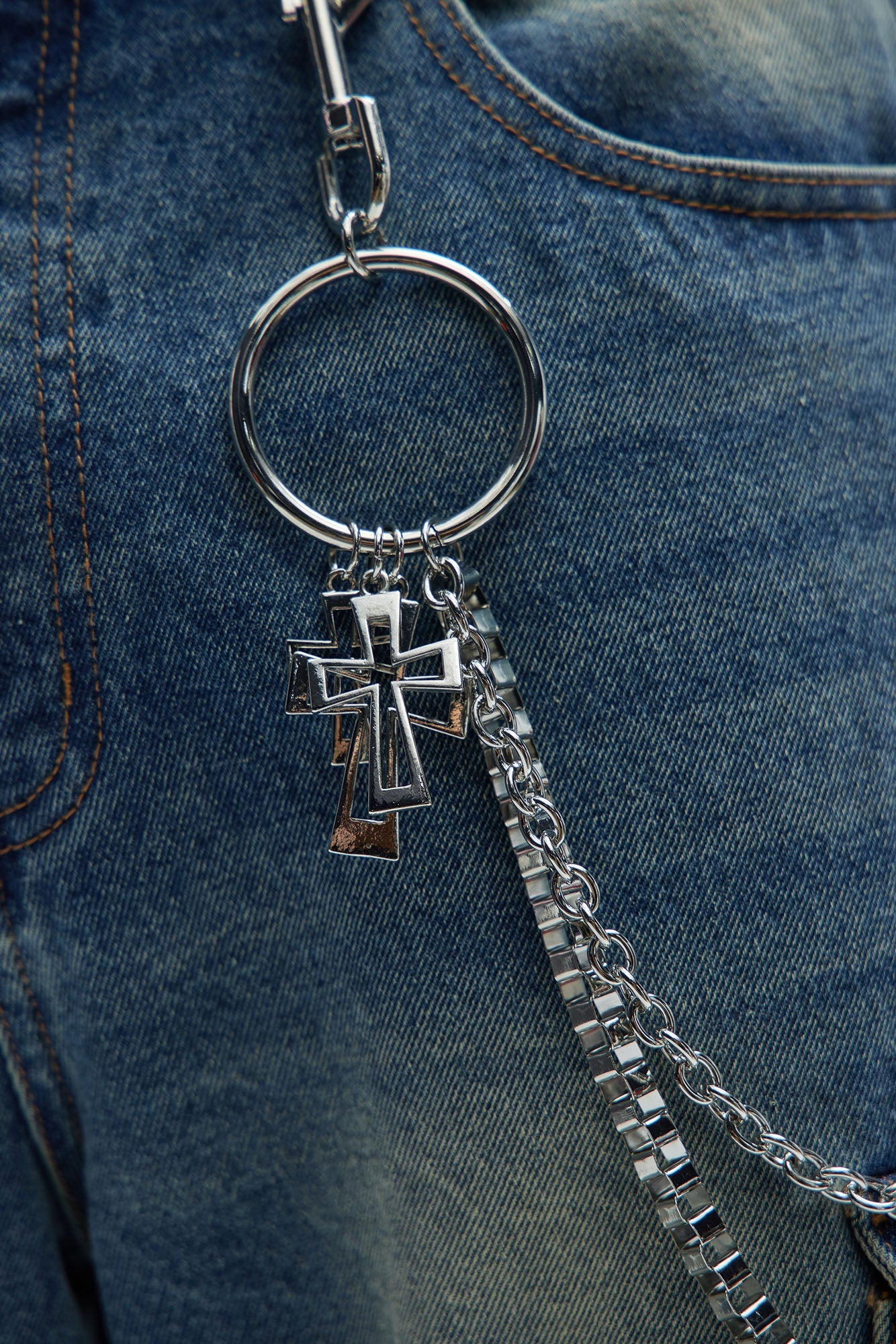 Cross You Off Layered Pant Chain - Silver