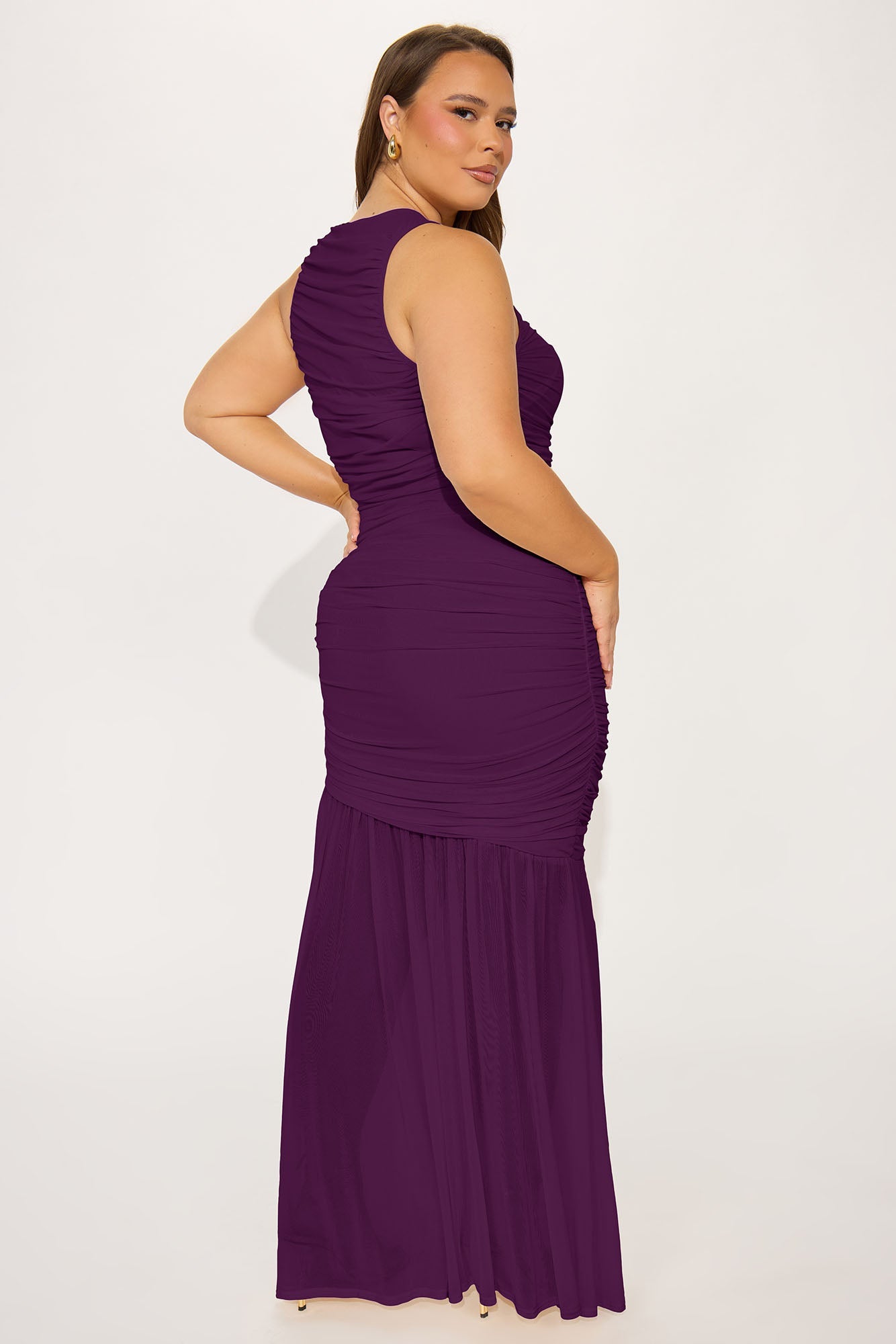 Kendall Ruched Maxi Dress - Plum