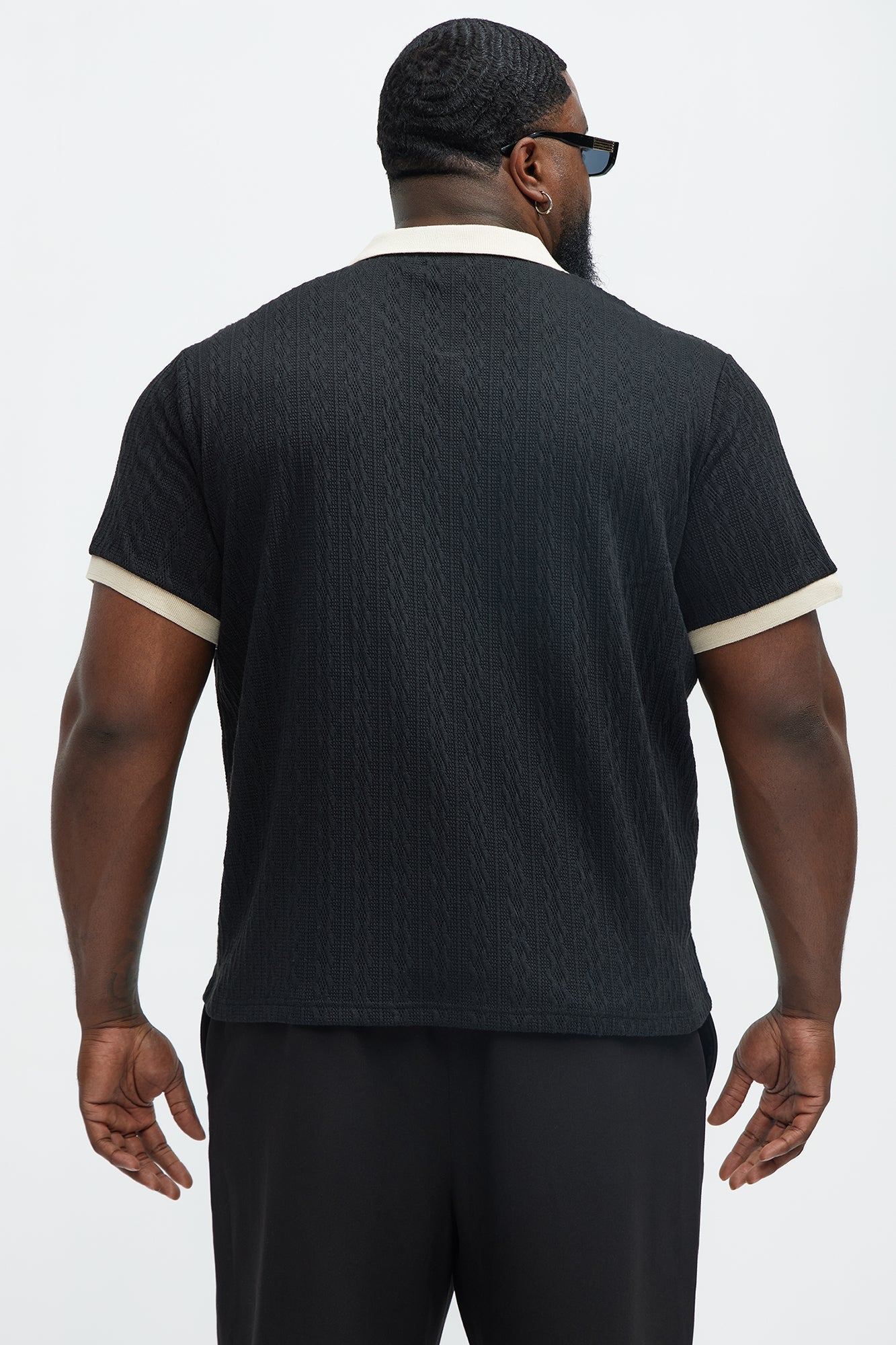 Langdon Sweater Knit Polo - Black/combo