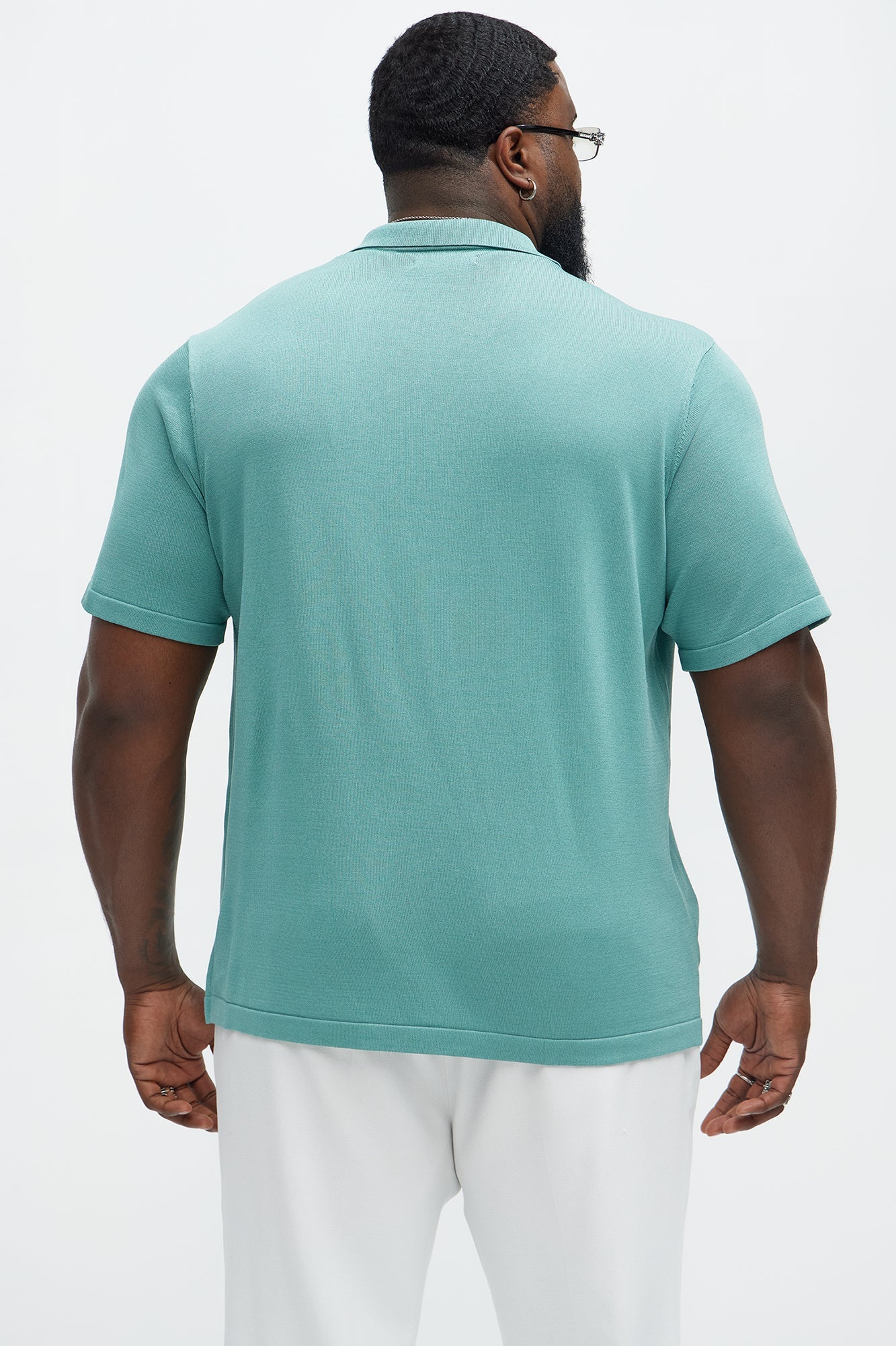 Brady Striped Knit Zip Polo - Sage/combo