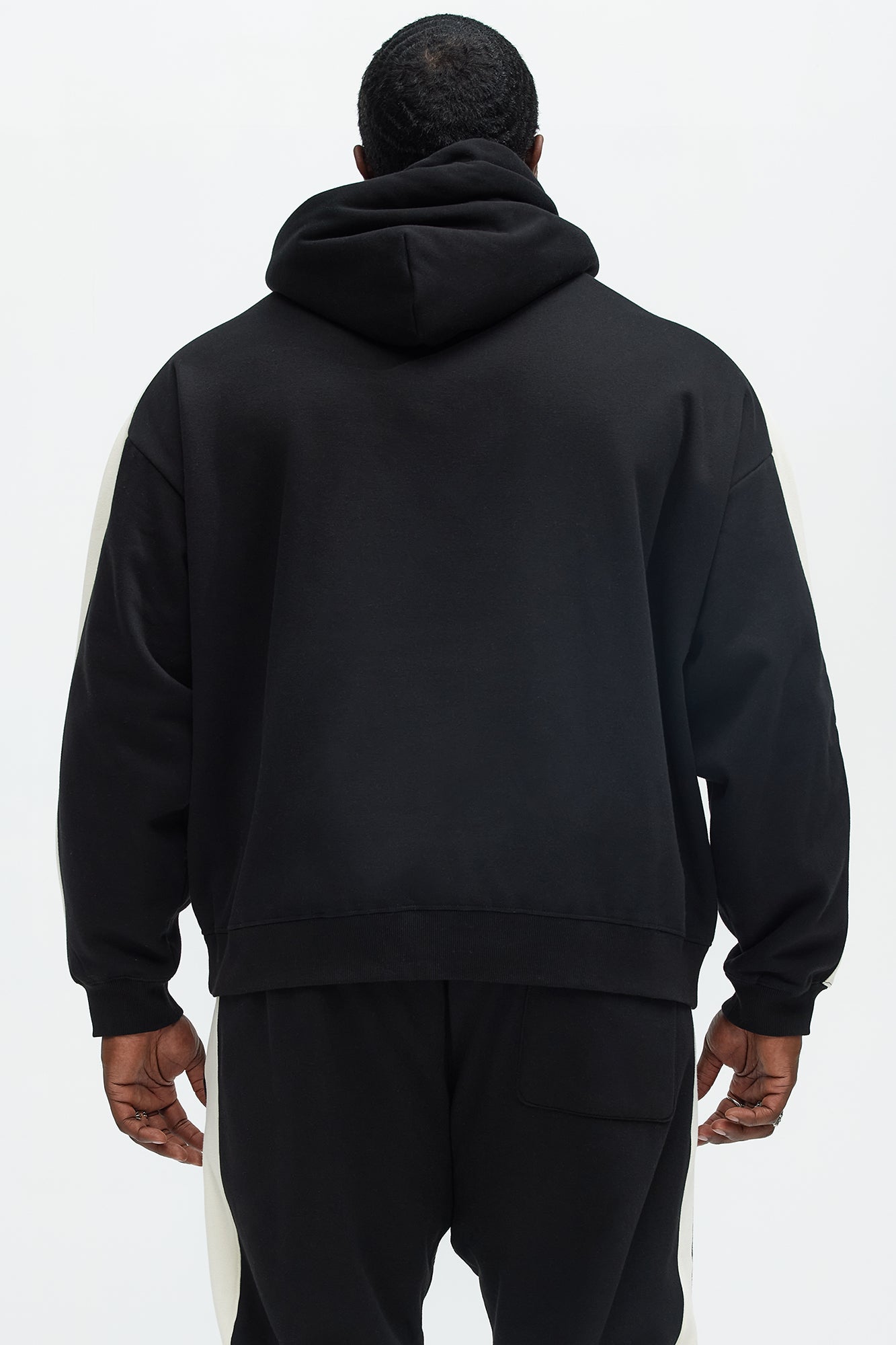 Tyson Heavyweight Oversized Striped Hoodie - Black