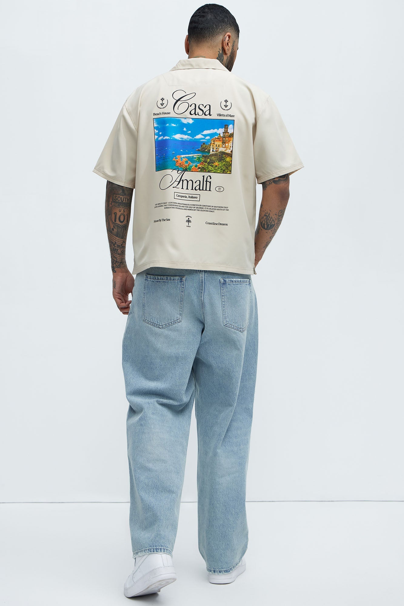 Casa Box Graphic Button Up Shirt - Off White