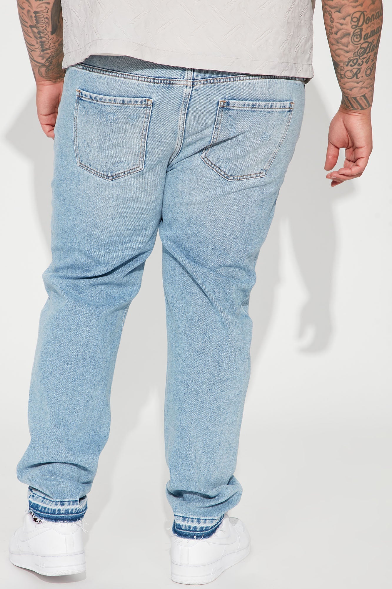 The Individual Ripped Straight Jeans - Medium Blue Wash