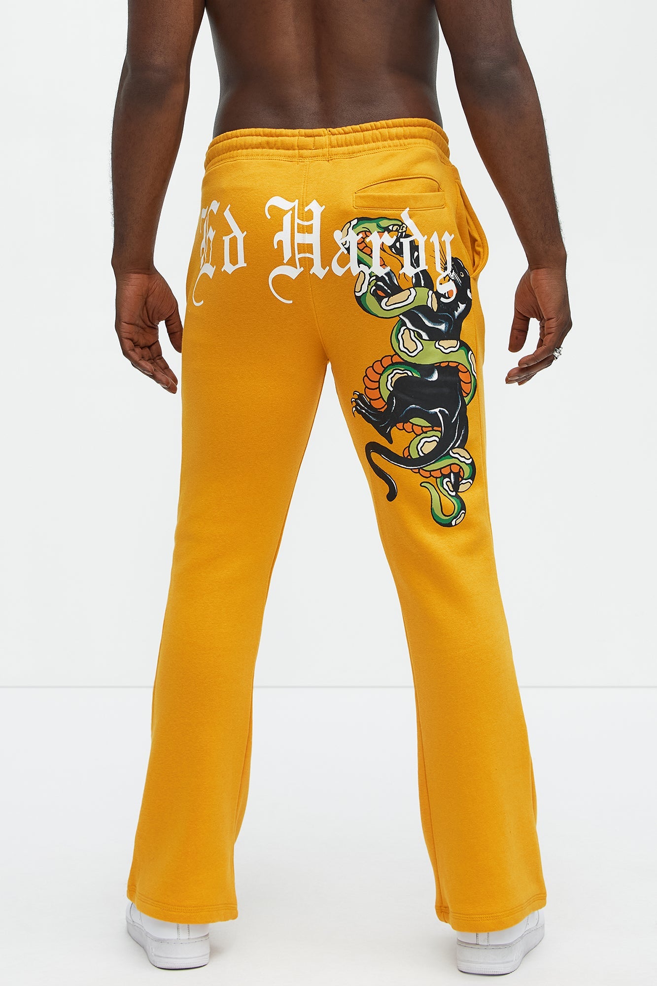 Ed Hardy Snake Bootcut Sweatpants - Yellow