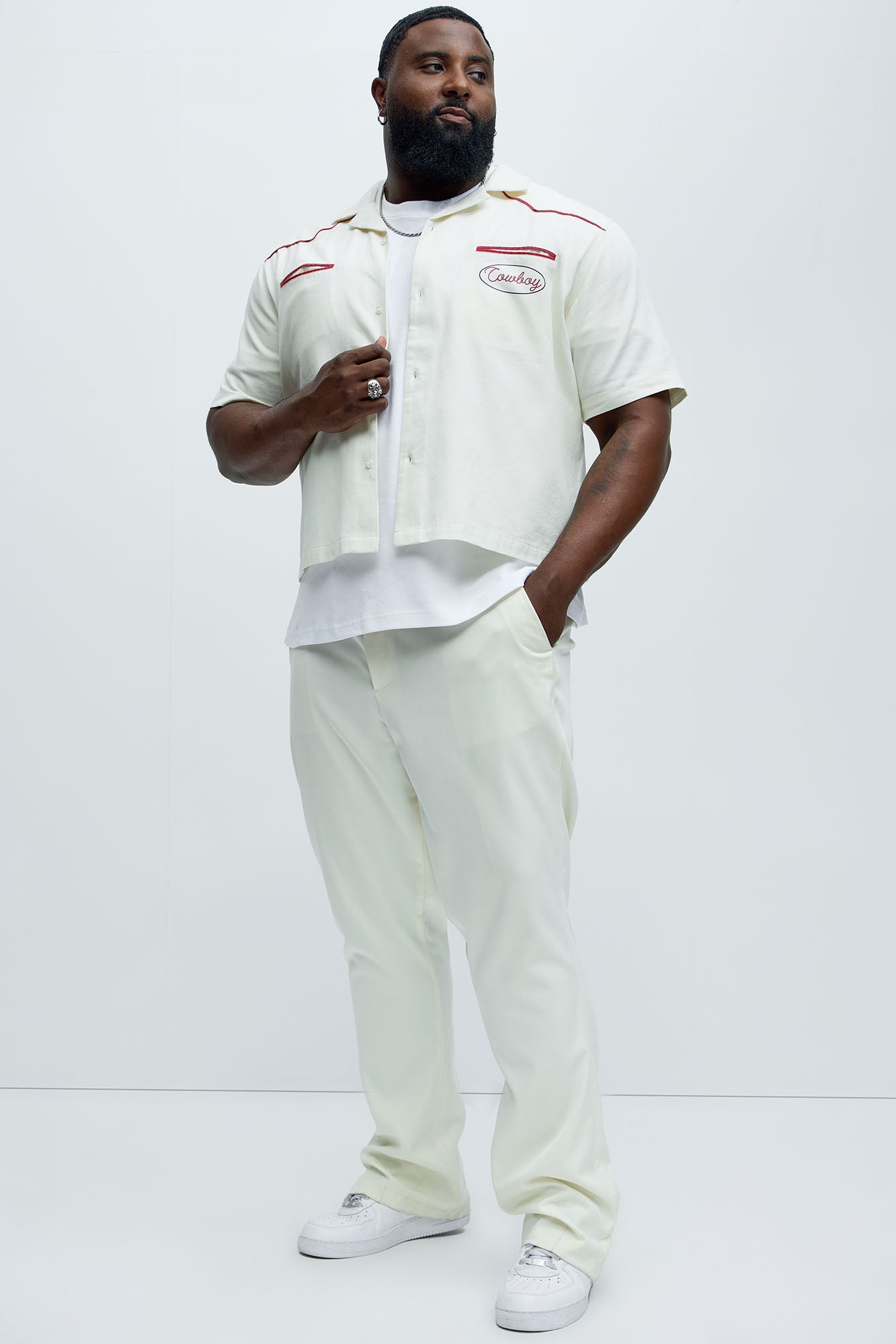 Rodeo Club Cropped Shirt - Red/White