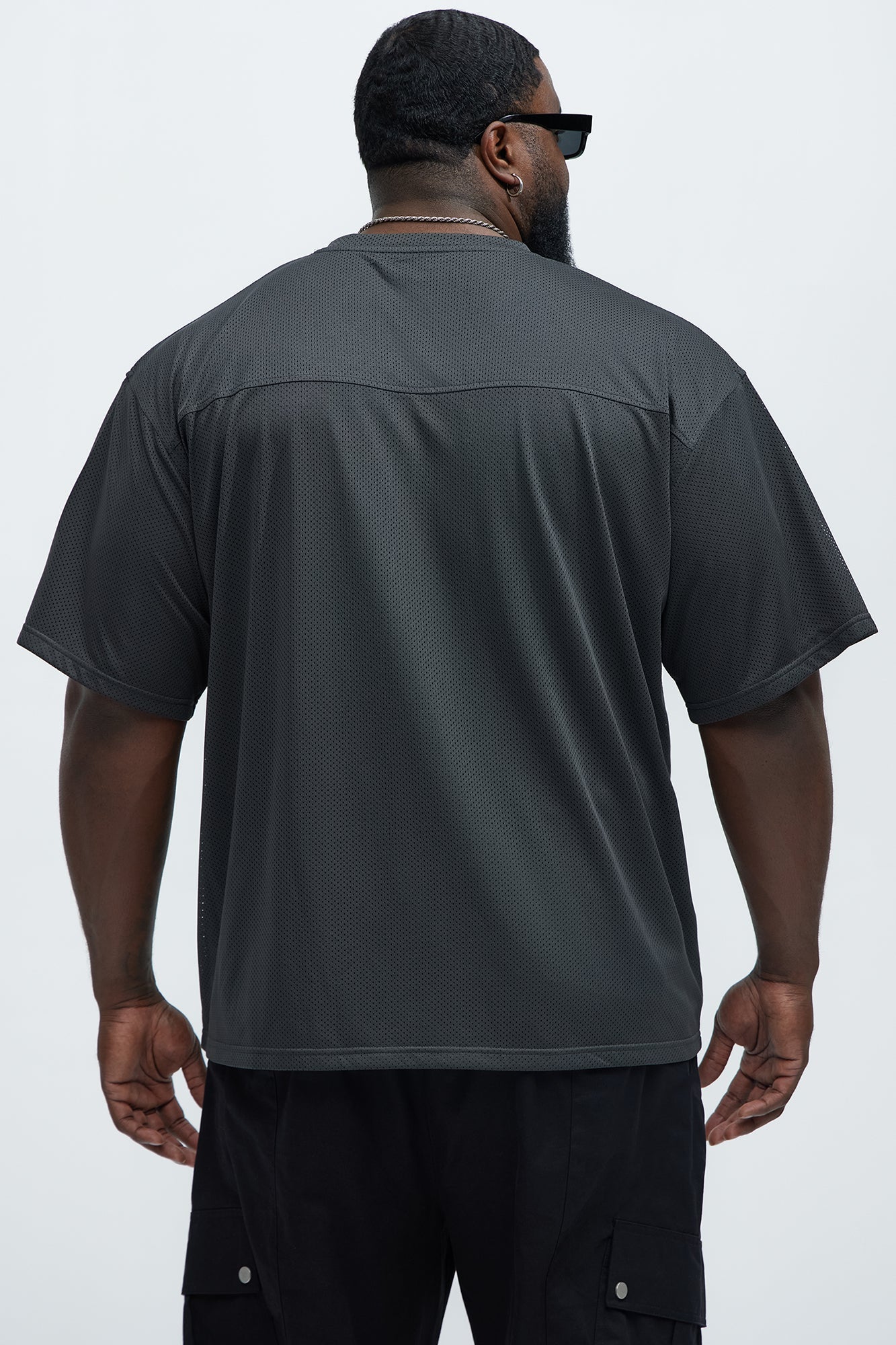 Mesh Boxy Football Short Sleeve Tee - Black