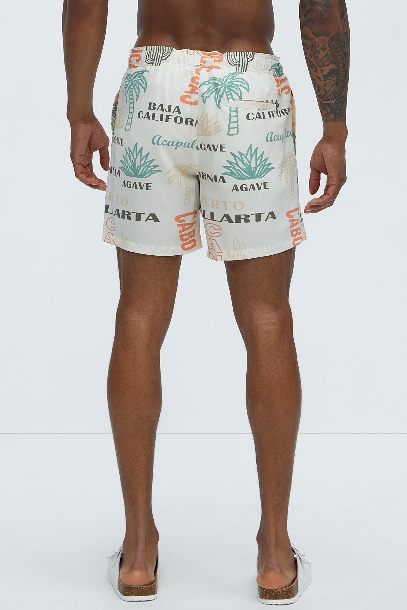 Mexican Agave Swim Mid Trunk - Off White/combo