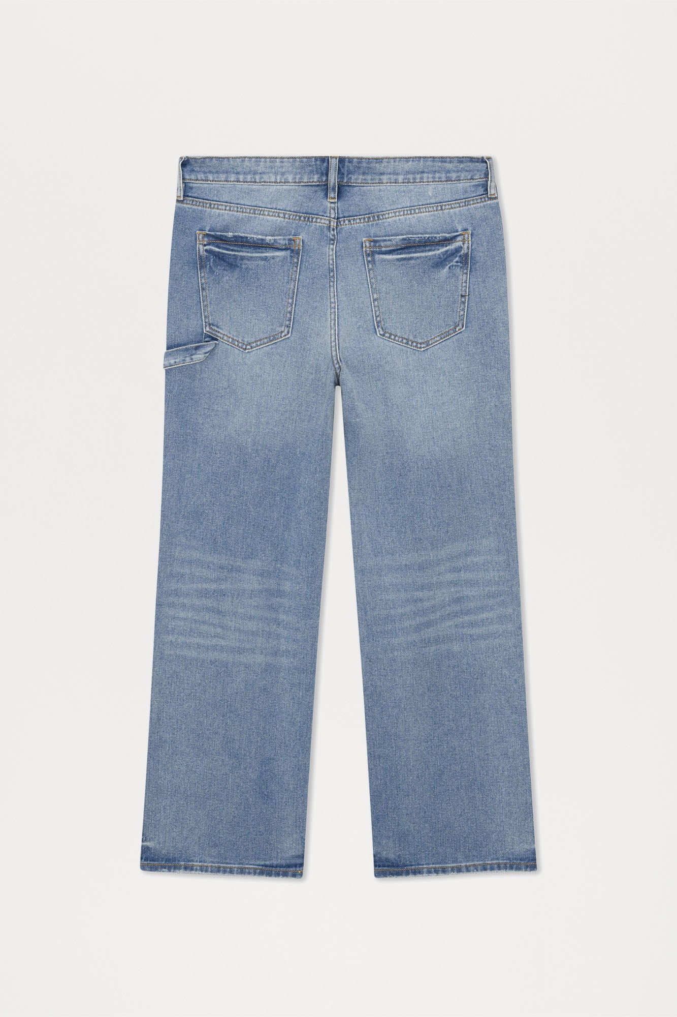 Bore Distressed Carpenter Straight Jeans - Blue Wash