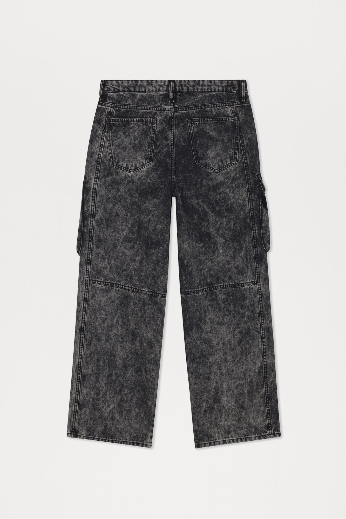 Baggy Clover Cargo Jeans - Black