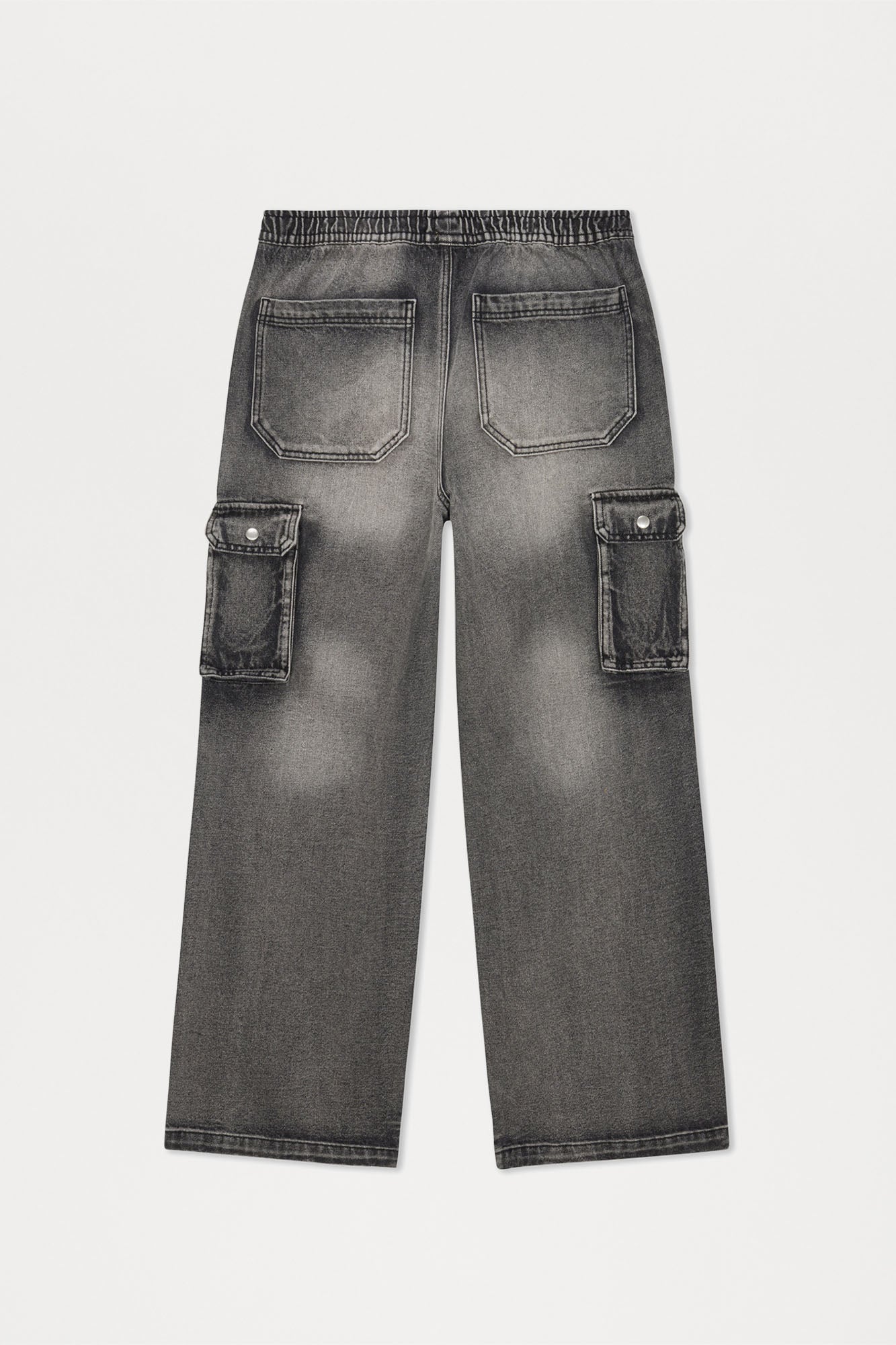 Stretch Waist Relaxed Baggy Jeans - Black Wash