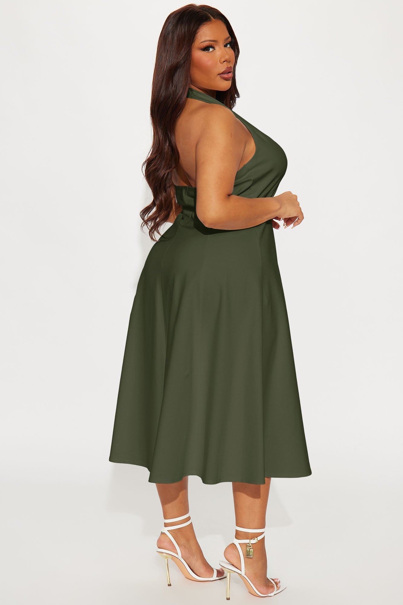 Mabel Ponte Midi Dress - Olive