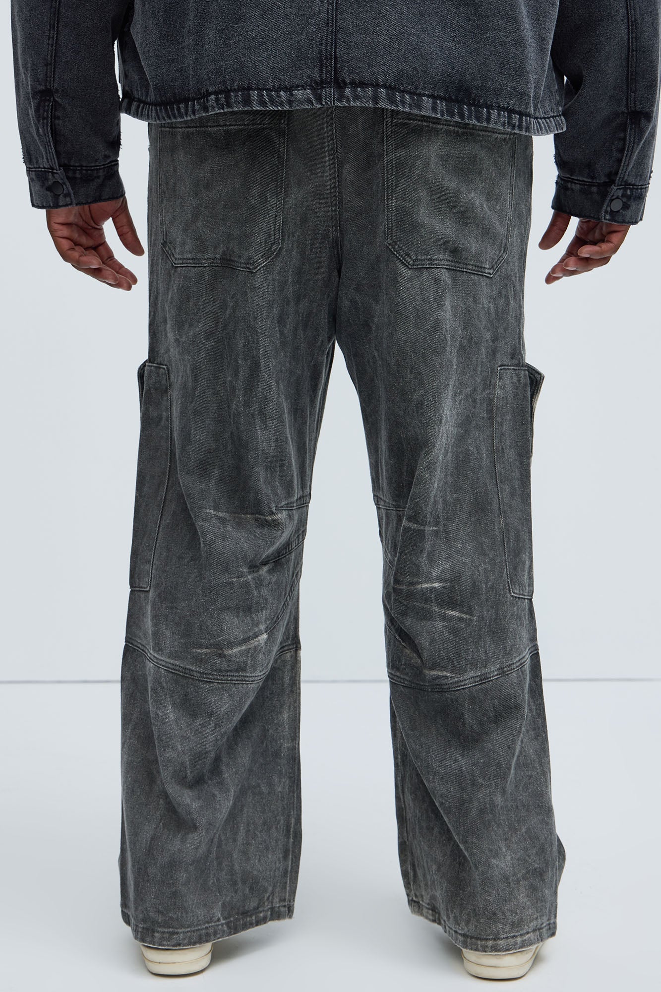 Overdyed Utility Baggy Cargo Pants - Grey