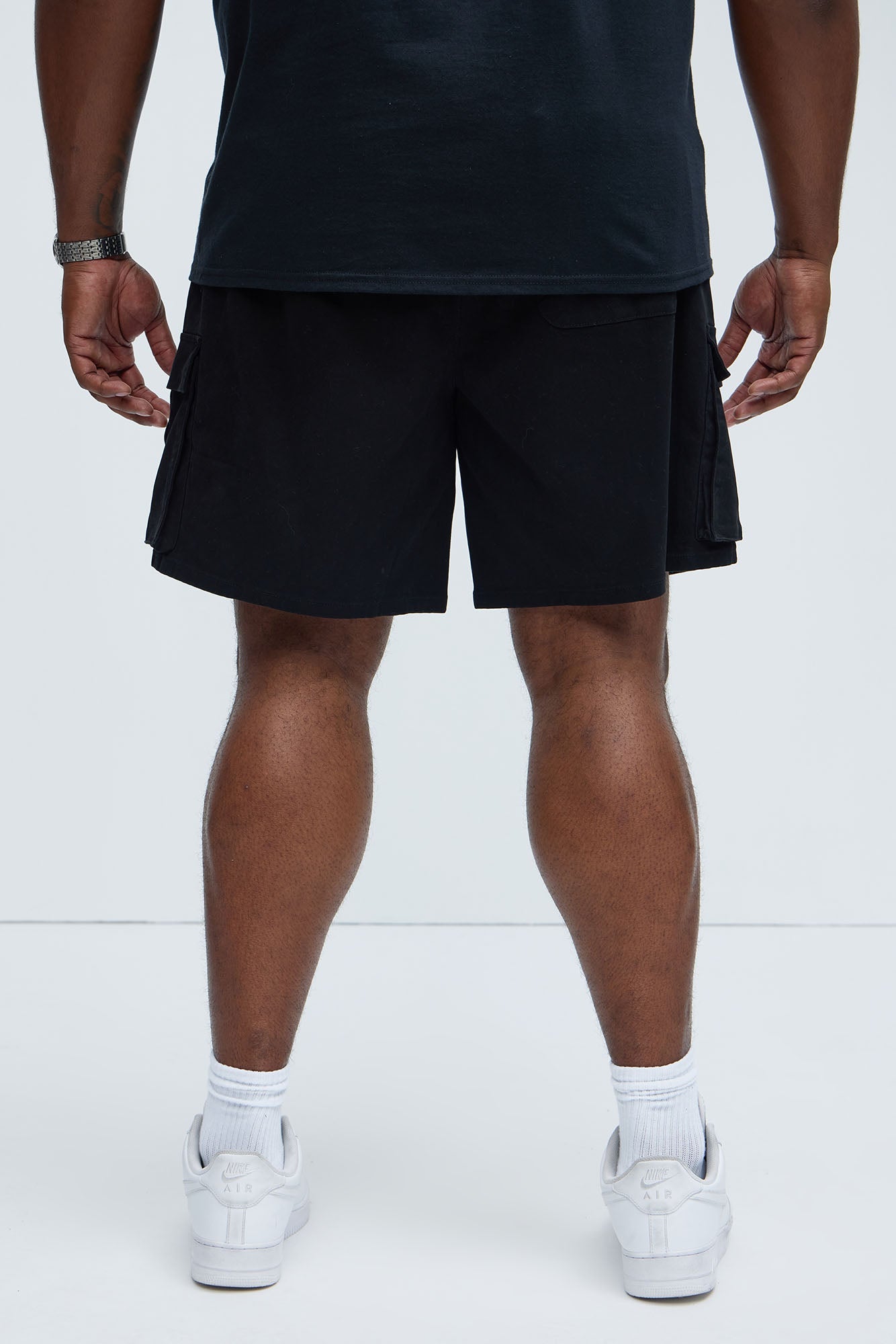 Twill Volley Cargo Shorts - Black