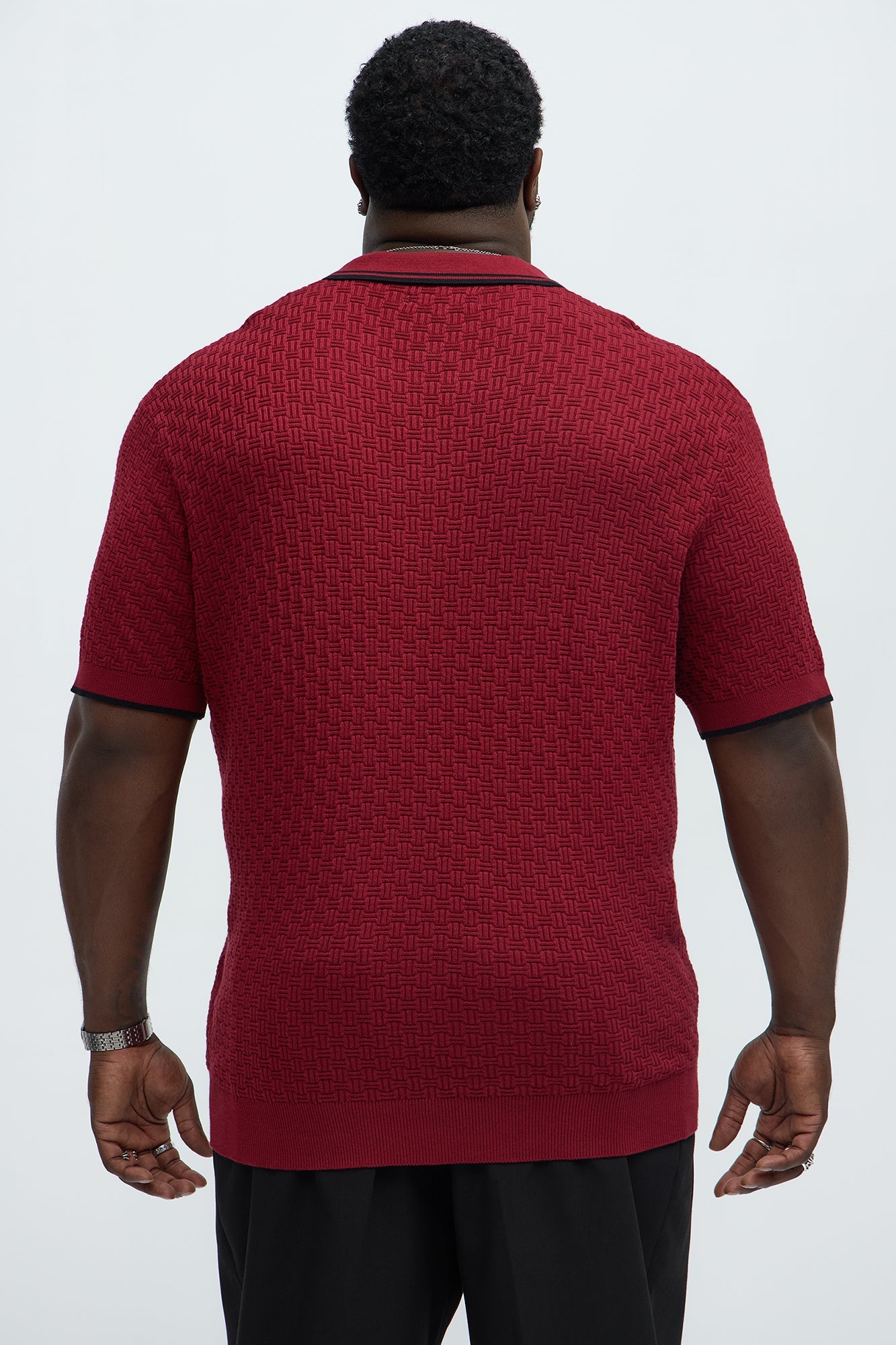 Mario Knitted Johnny Collar Polo - Red