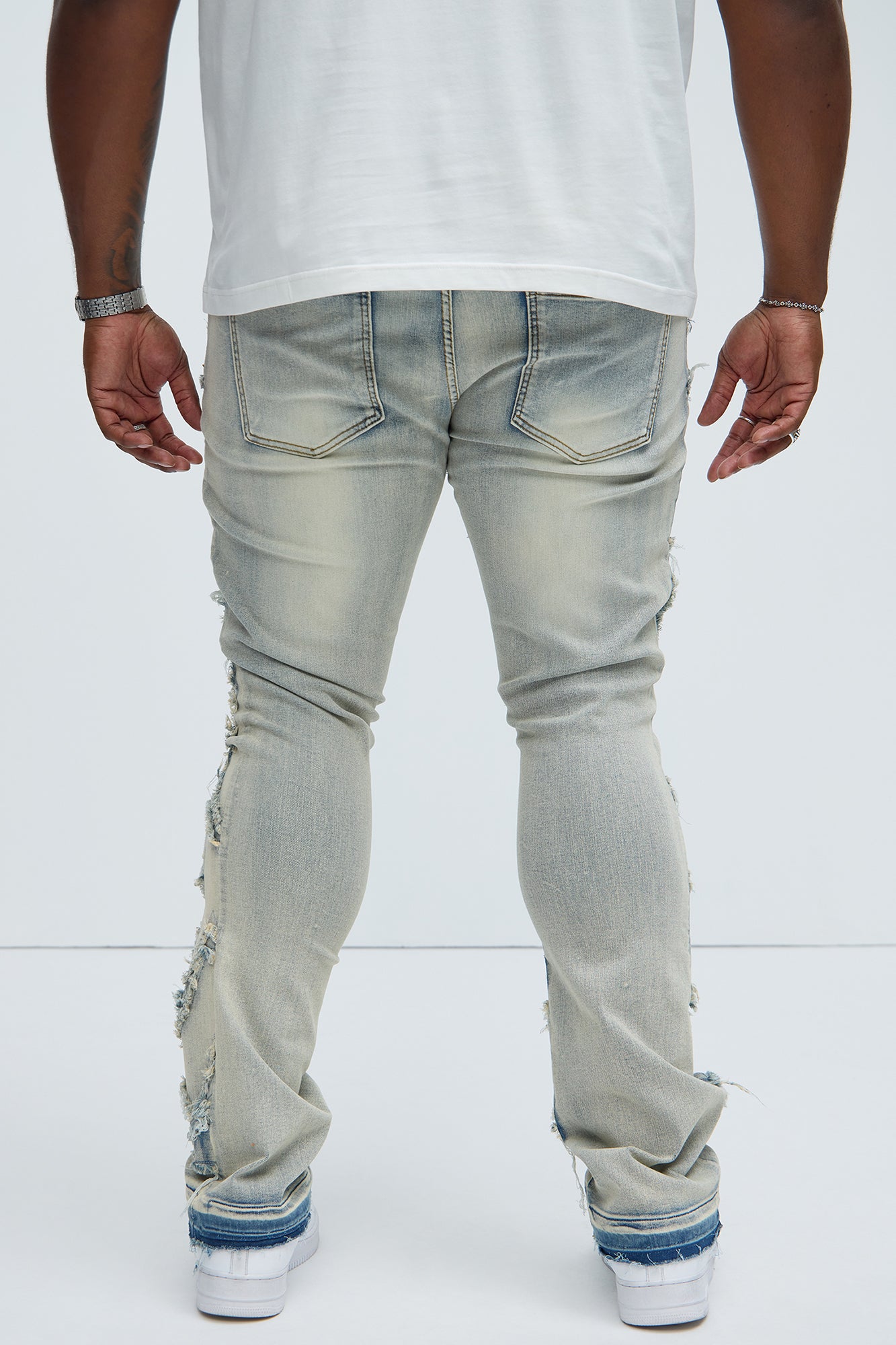 Fray All Ways Stacked Skinny Flare Jeans - Light Blue