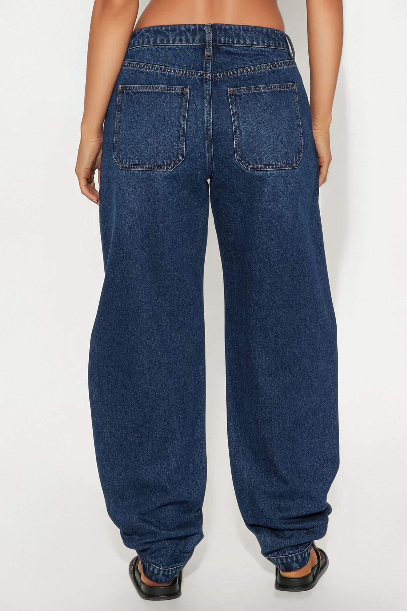 On The Way Stacked Barrel Leg Jeans - Dark Wash