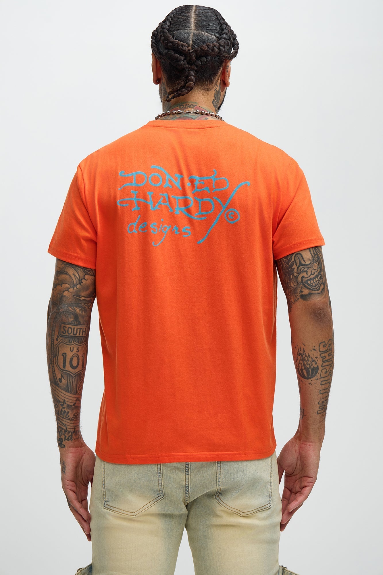 Ed Hardy Rose Cobra Short Sleeve Tee - Orange
