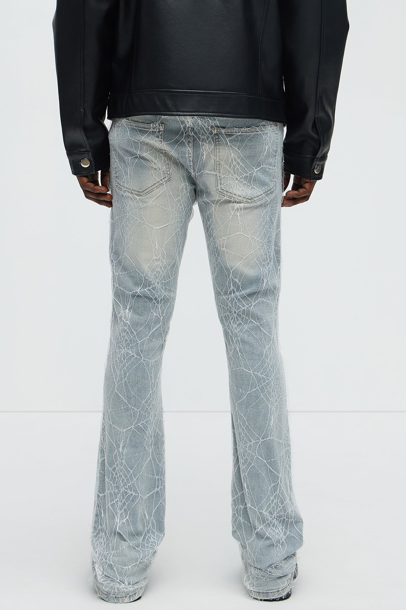 Stacked Skinny Flare Laced Jeans - Light Wash