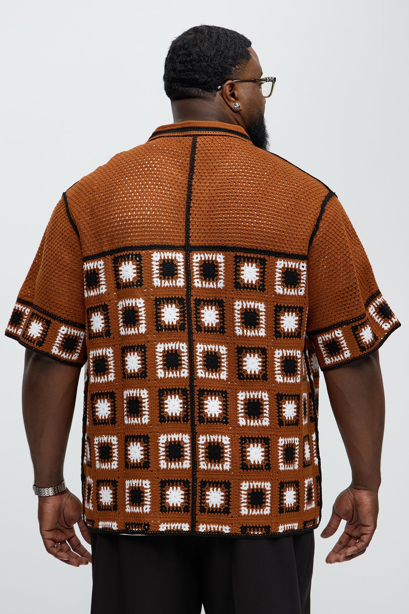 Nixon Button Down Crochet Shirt - Brown Combo