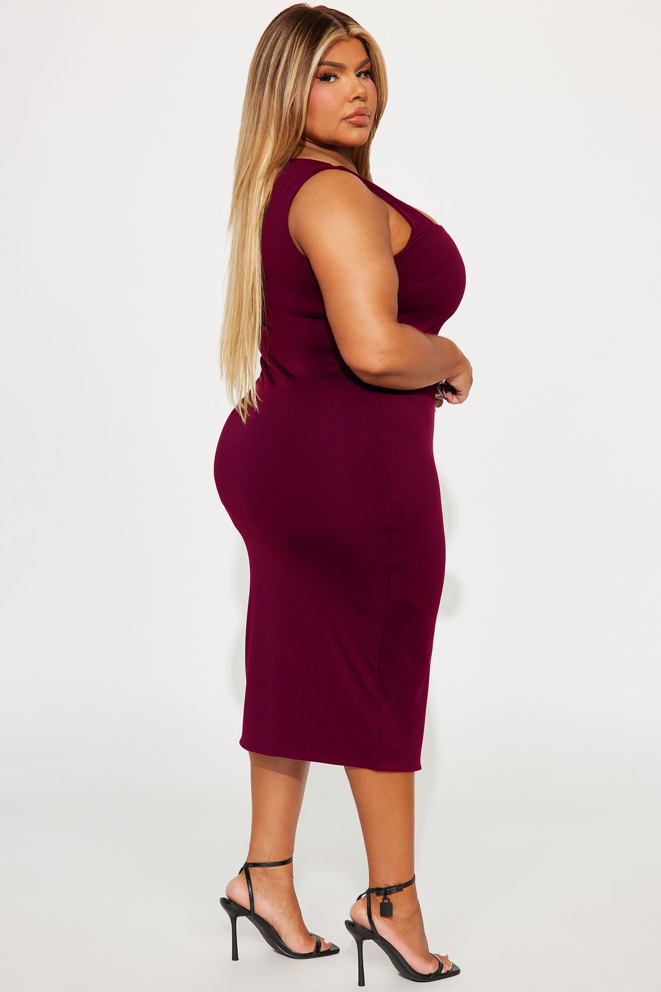 Colette Double Lined Midi Dress - Wine