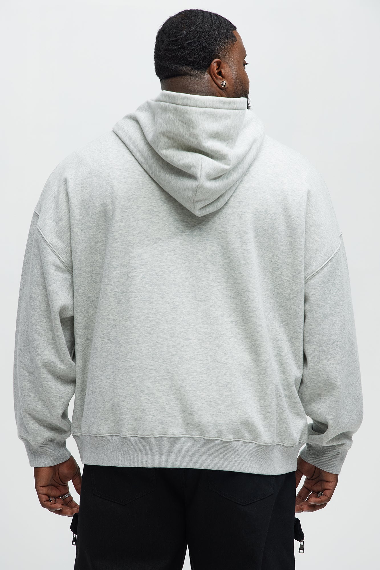 Tyson Oversized Heavyweight Quarter Zip Hoodie - Heather Grey
