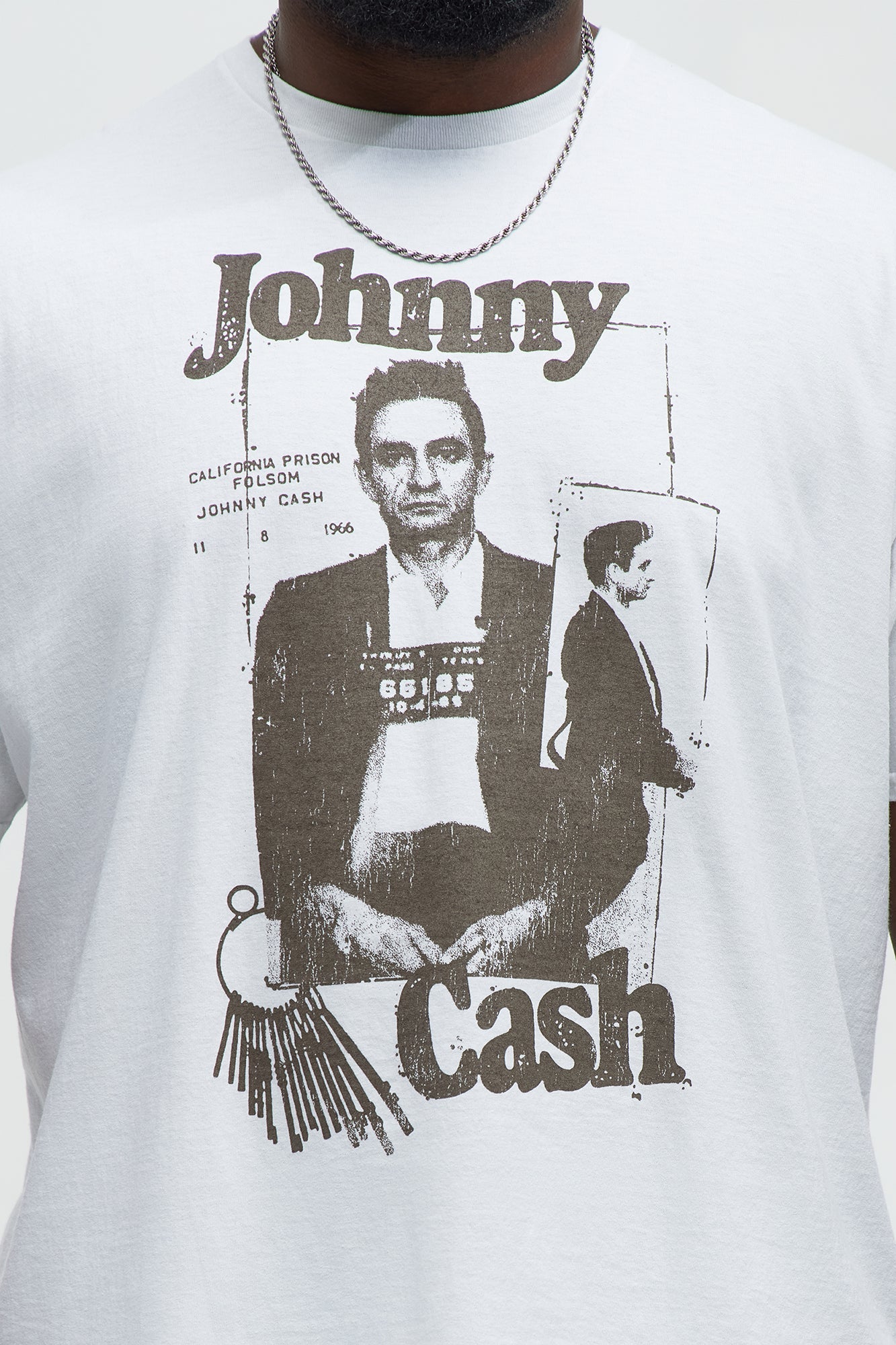 Johnny Cash Mugshot Short Sleeve Tee - White