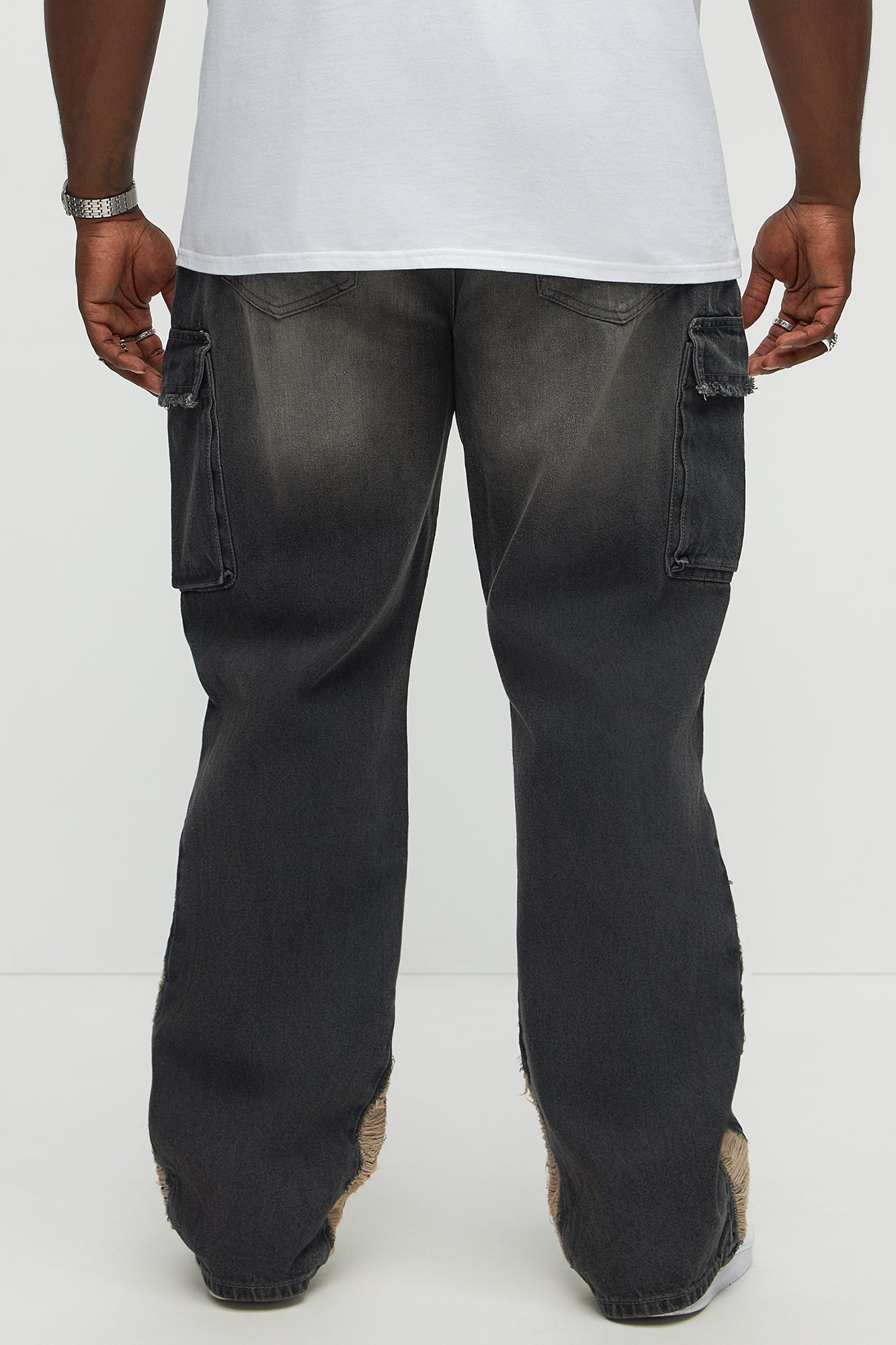 Kaine Stacked Slim Flare Jeans - Black Wash
