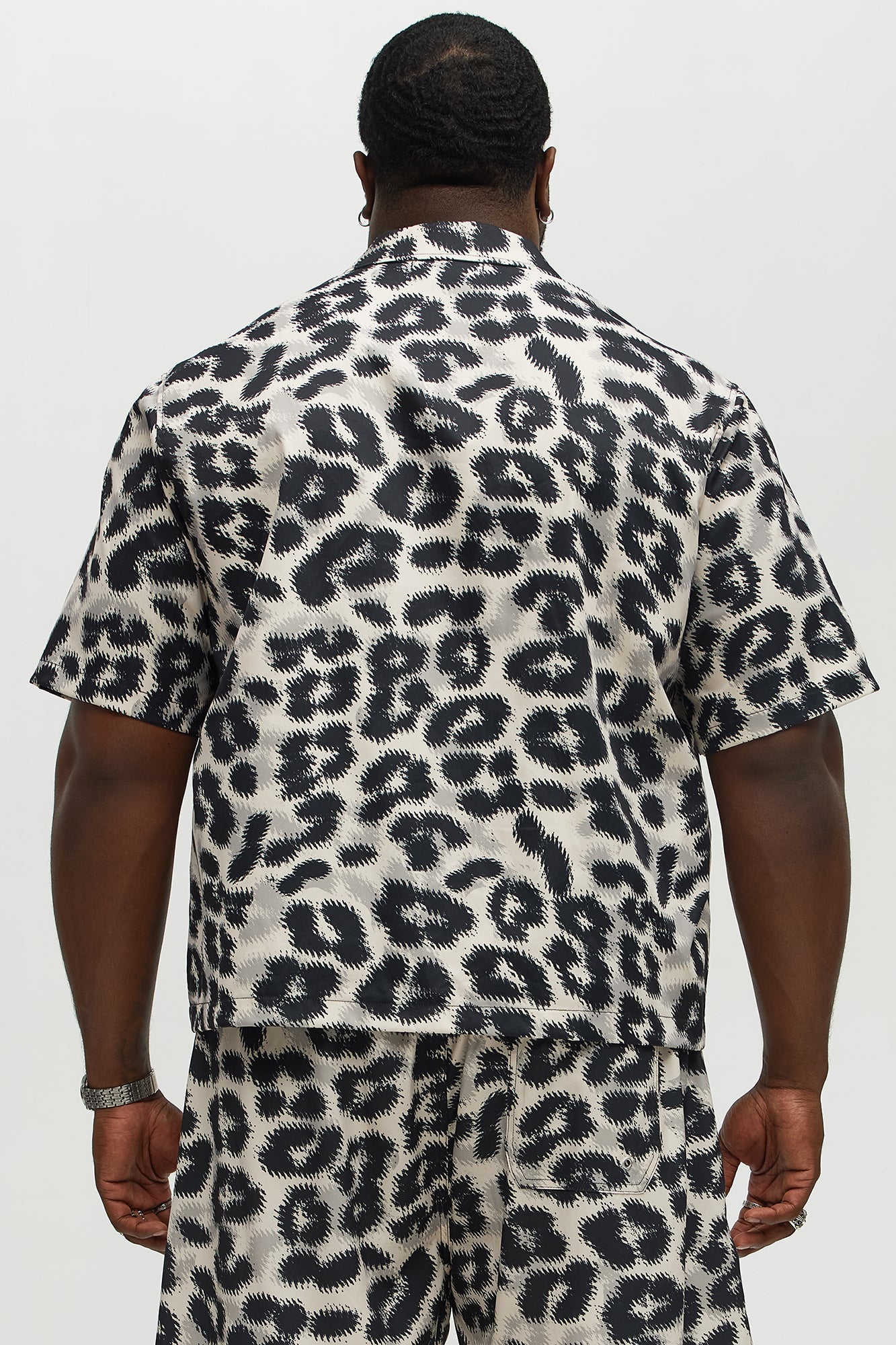 Pixel Surge Cuban Collar Short Sleeve Shirt - Cream/combo