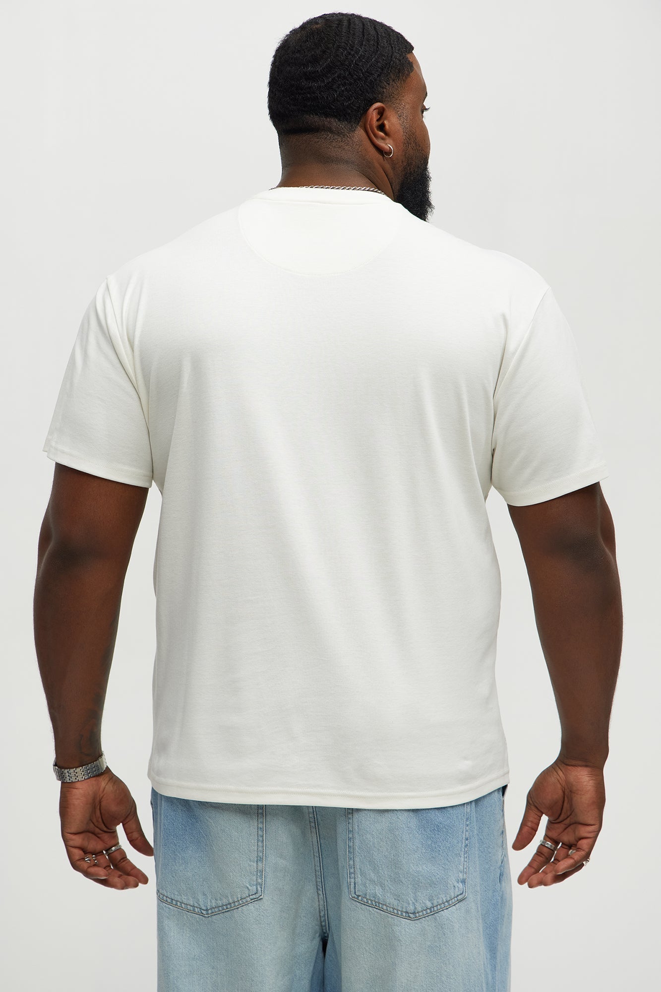 Textured Geometric Short Sleeve Tee - Off White