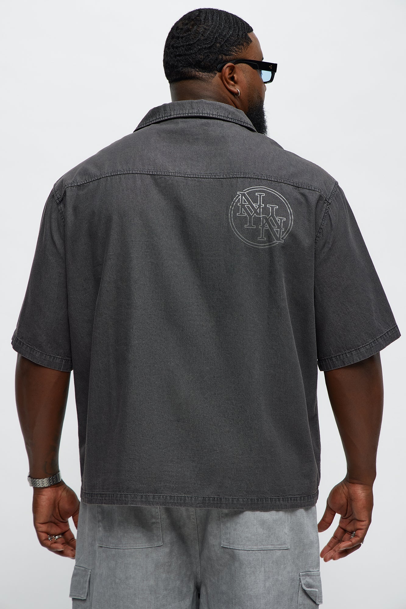 Denim Cuban Collar Button Up Shirt - Black Wash