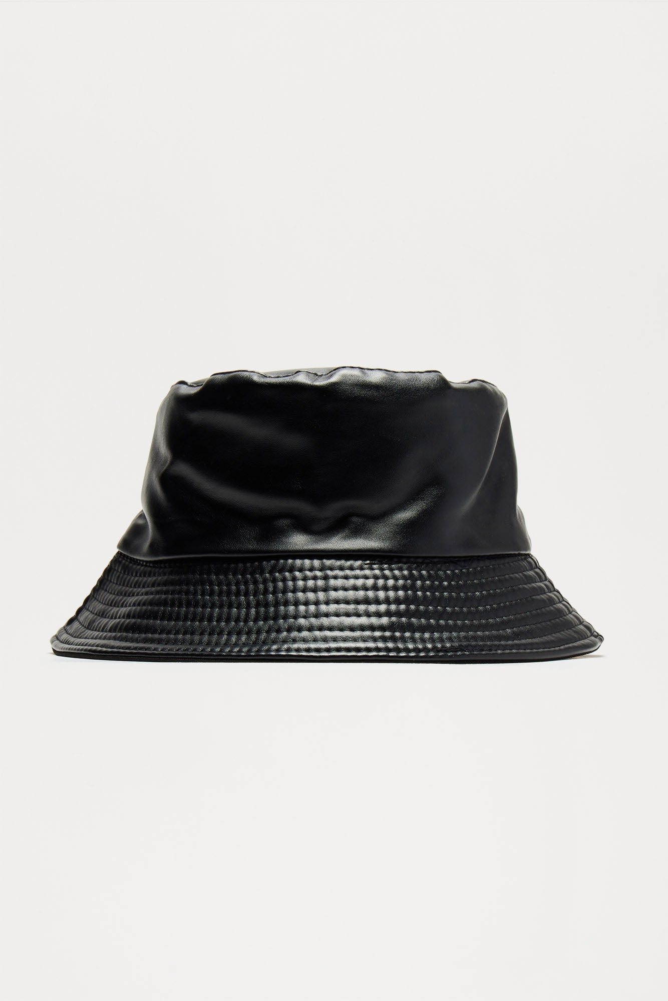 Faux Leather Bucket Hat - Black