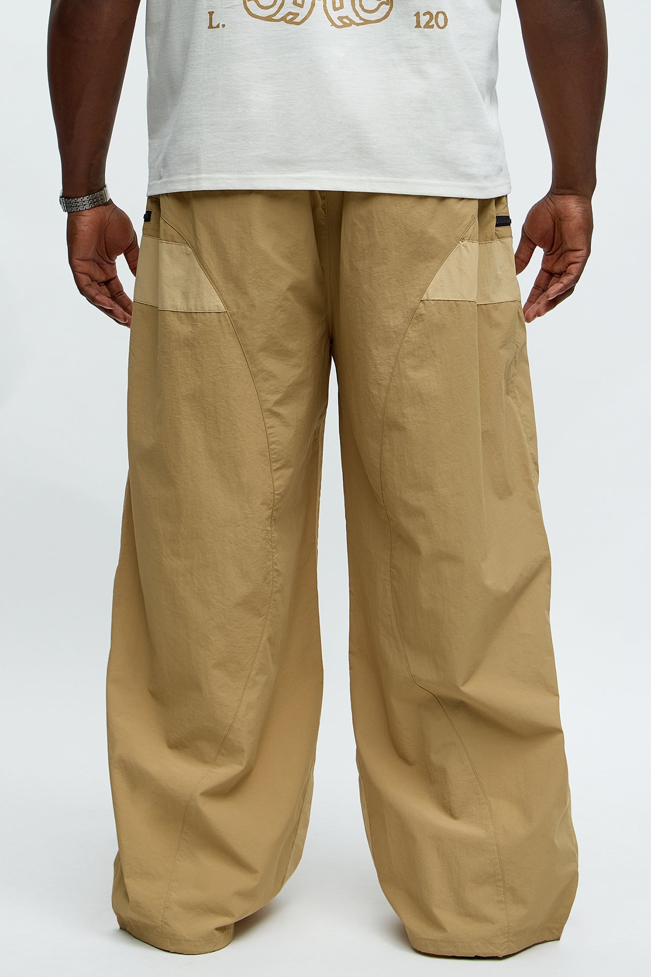 Split It Straight Utility Nylon Pants - Taupe/combo