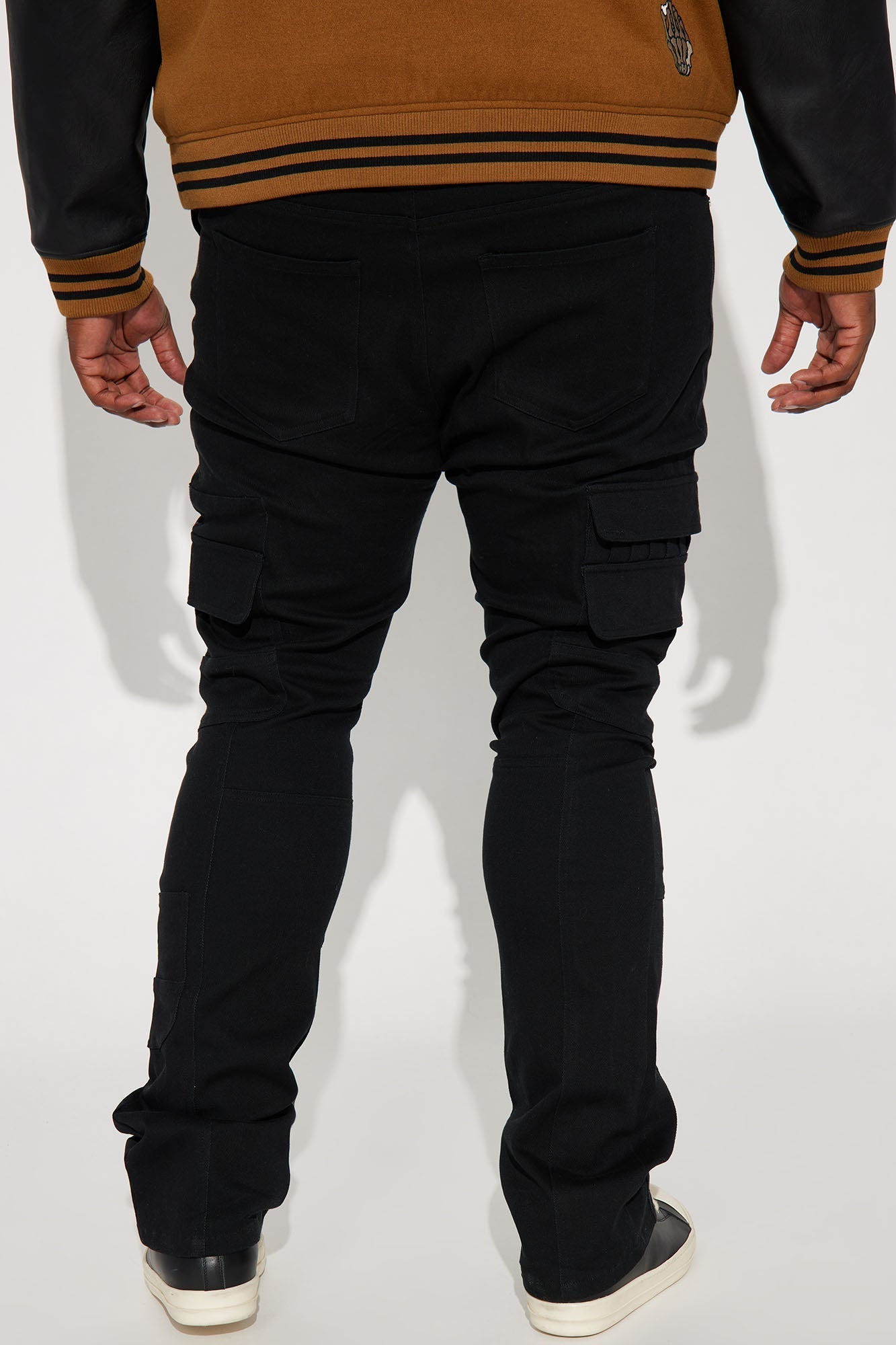 Nasty Habits Cargo Stacked Skinny Flare Pants - Black