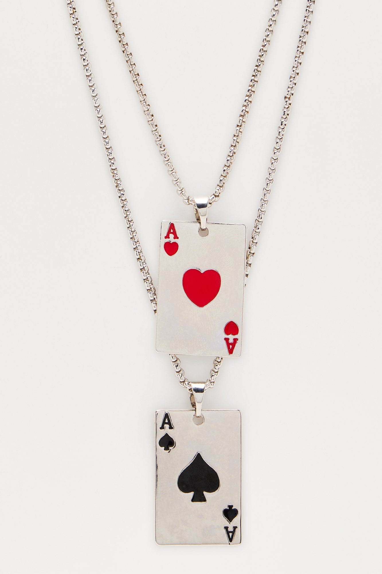 Ace Of Hearts Necklace Set - Silver/Combo