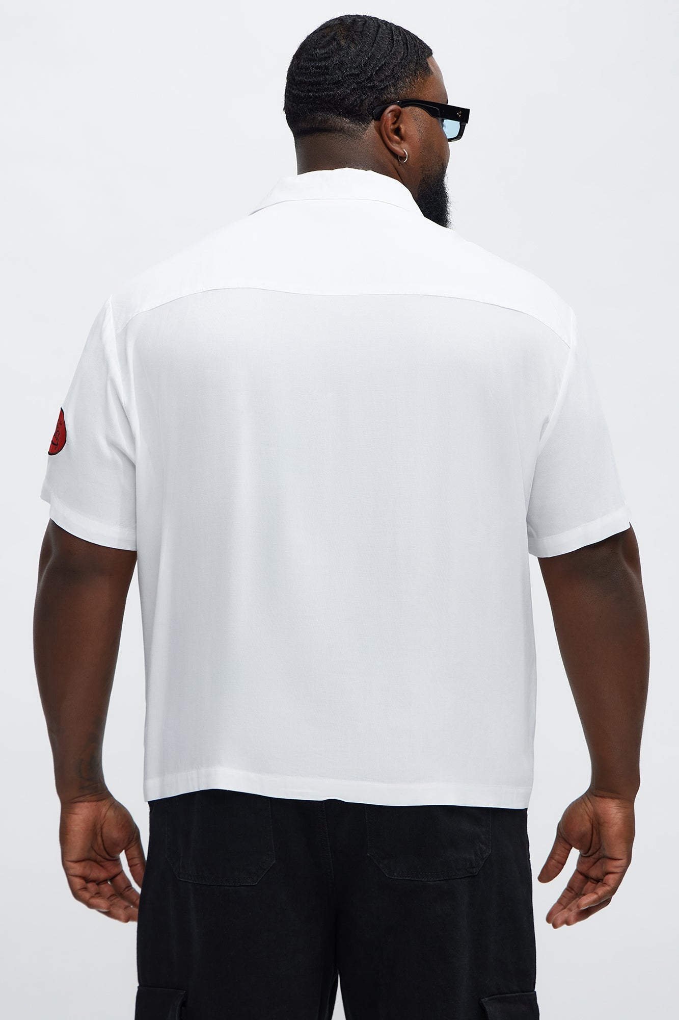 Von Dutch Cropped Logo Button Up Shirt - White