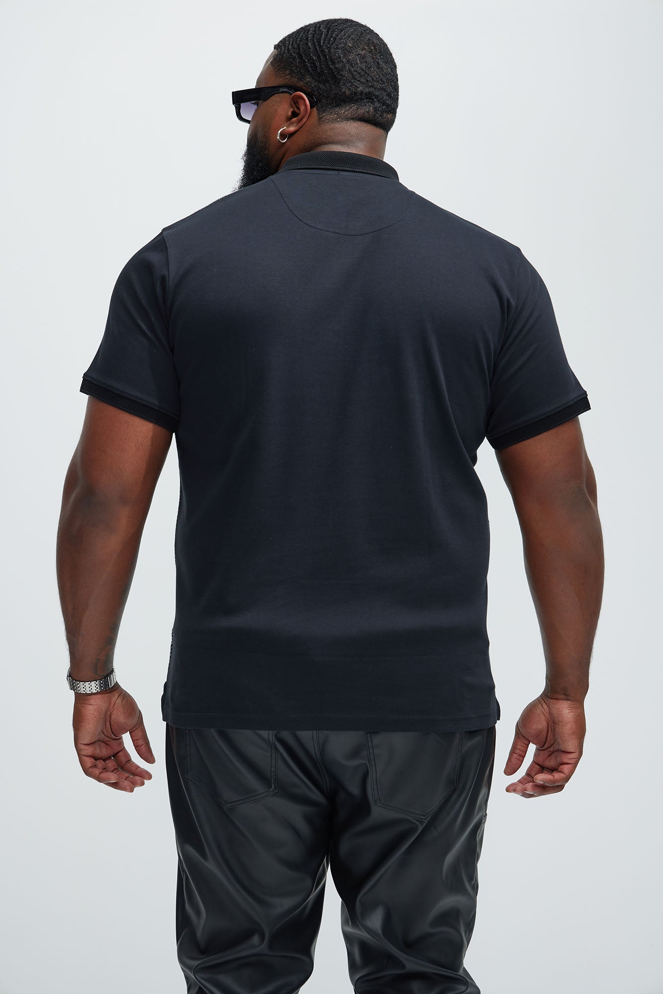 Quarter Zip Short Sleeve Polo - Black