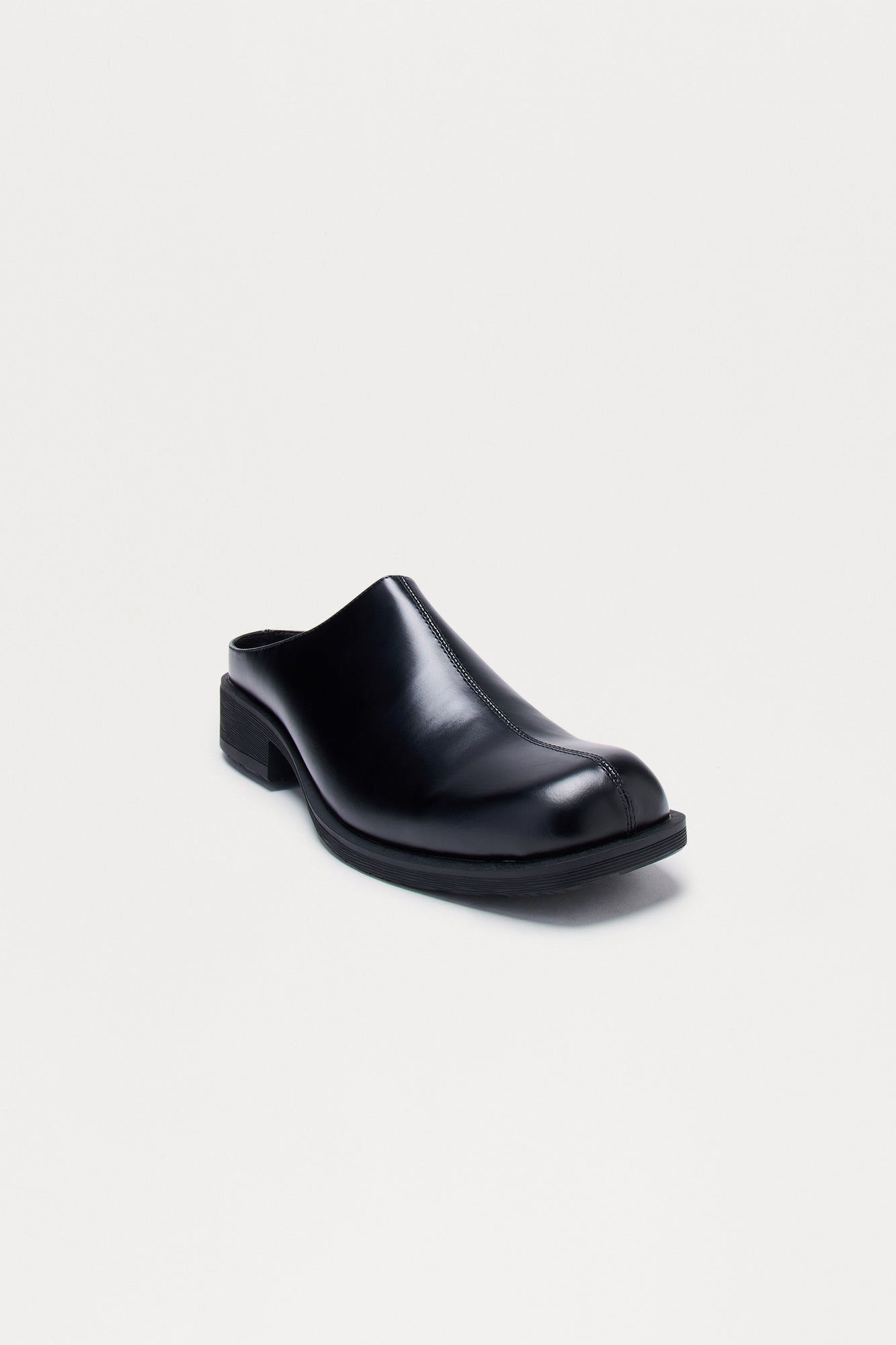 Square Toe Slip On Mule - Black