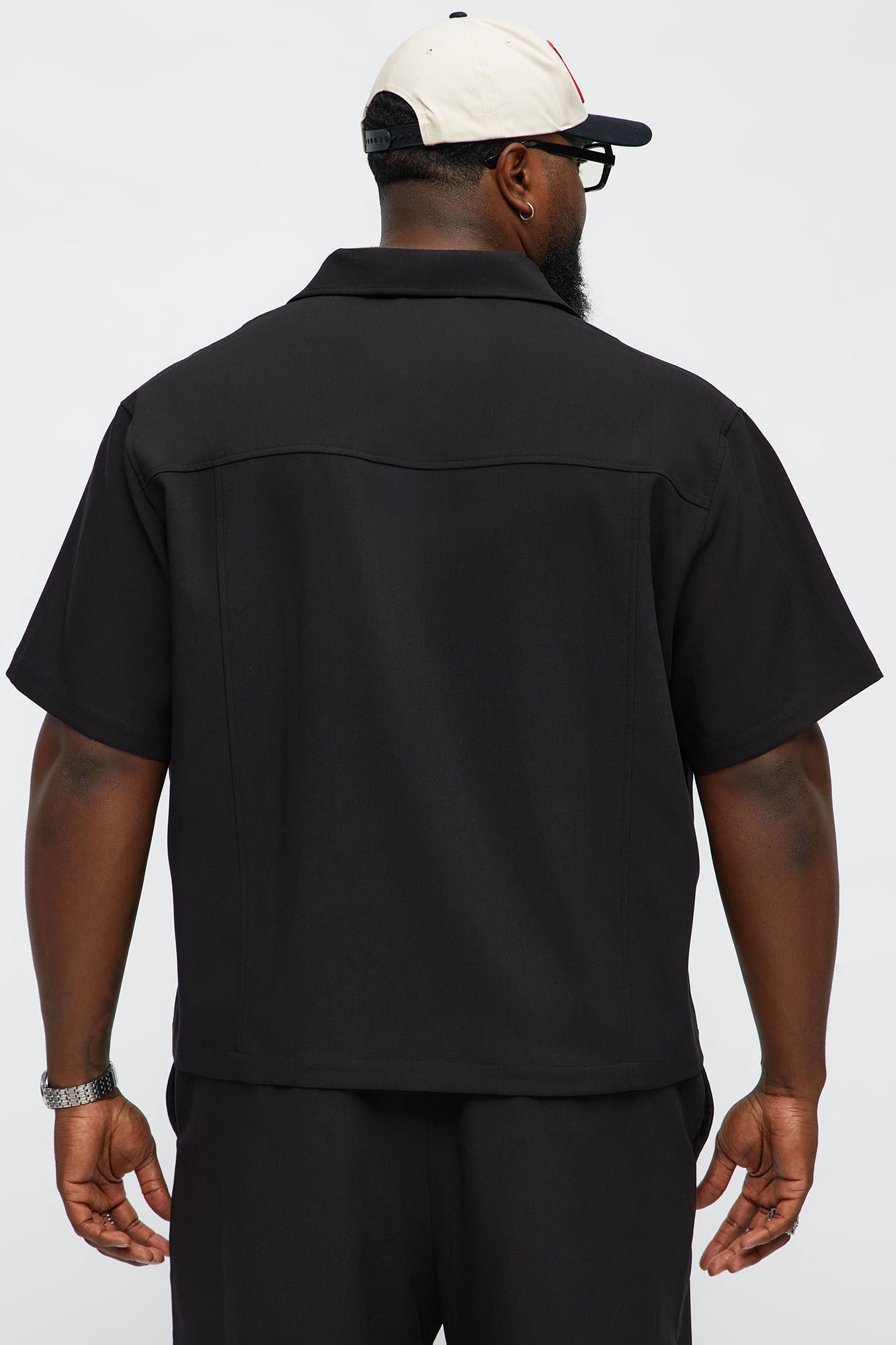 Cropped Ronan Weekender Button Up Shirt - Black