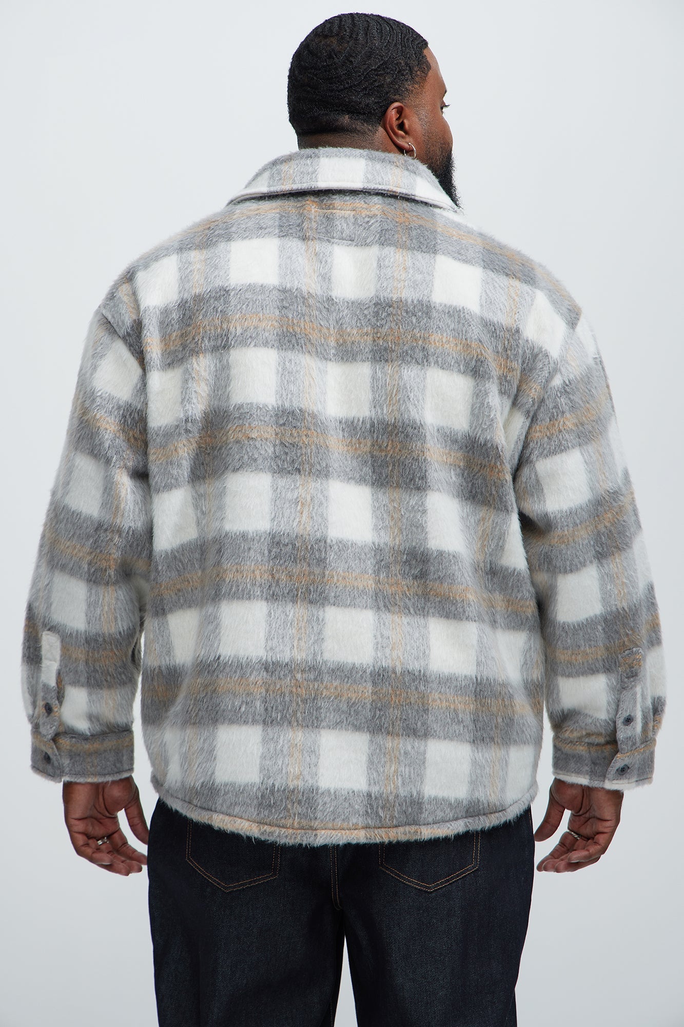 Move Up Plaid Shacket - Grey/combo
