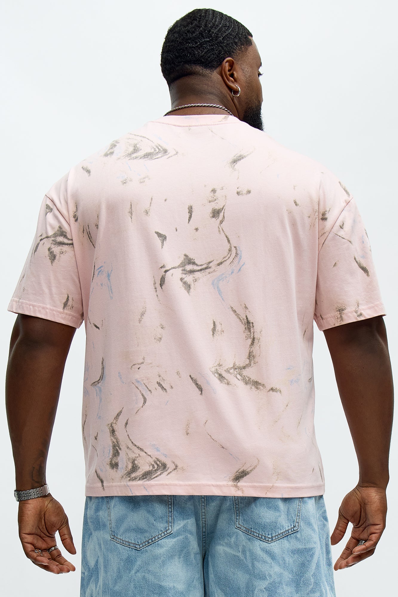Marble Print Relaxed Tee - Pink