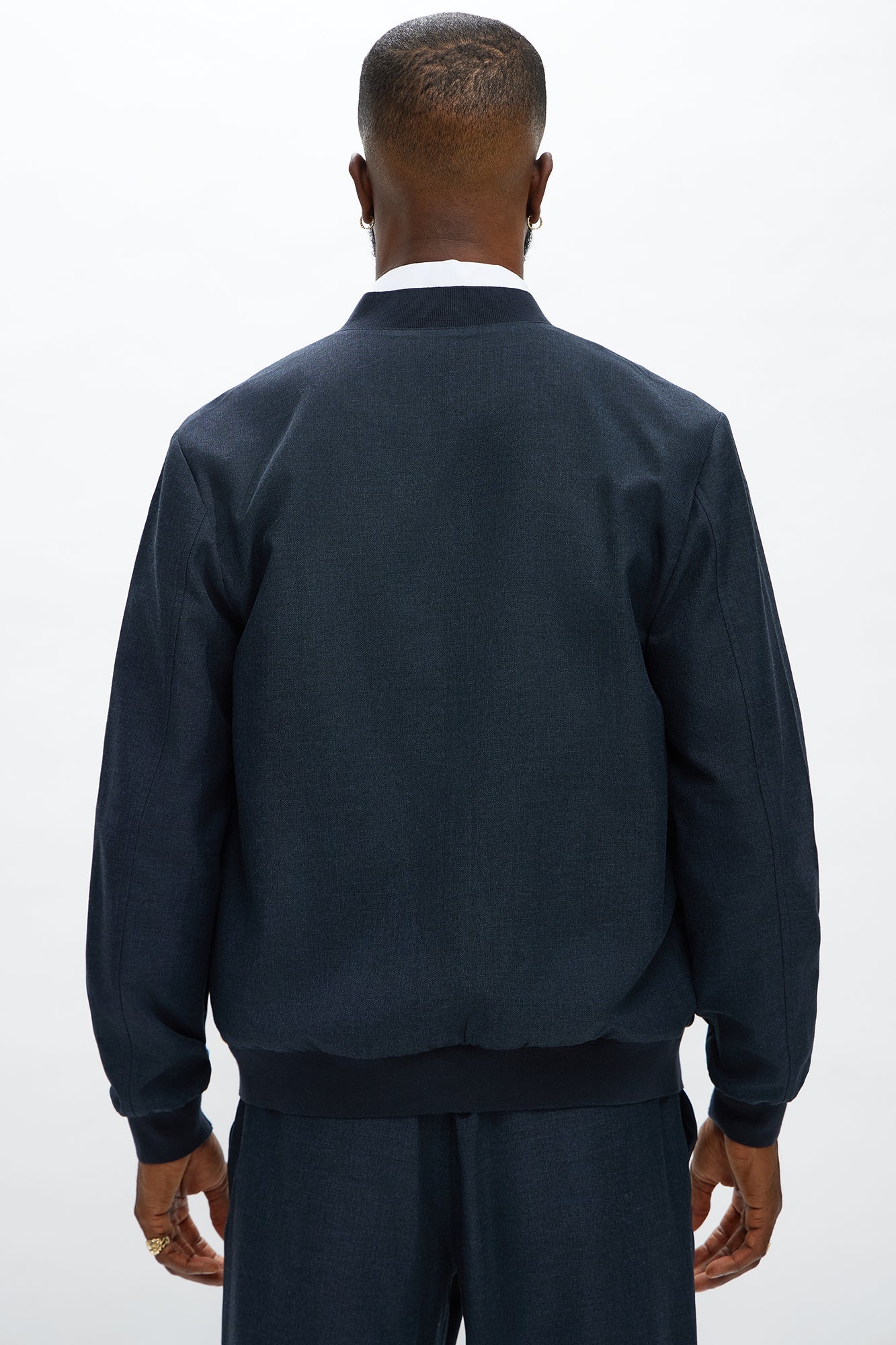 Slim Modern Two-Way Zipper Everyday Bomber - Navy