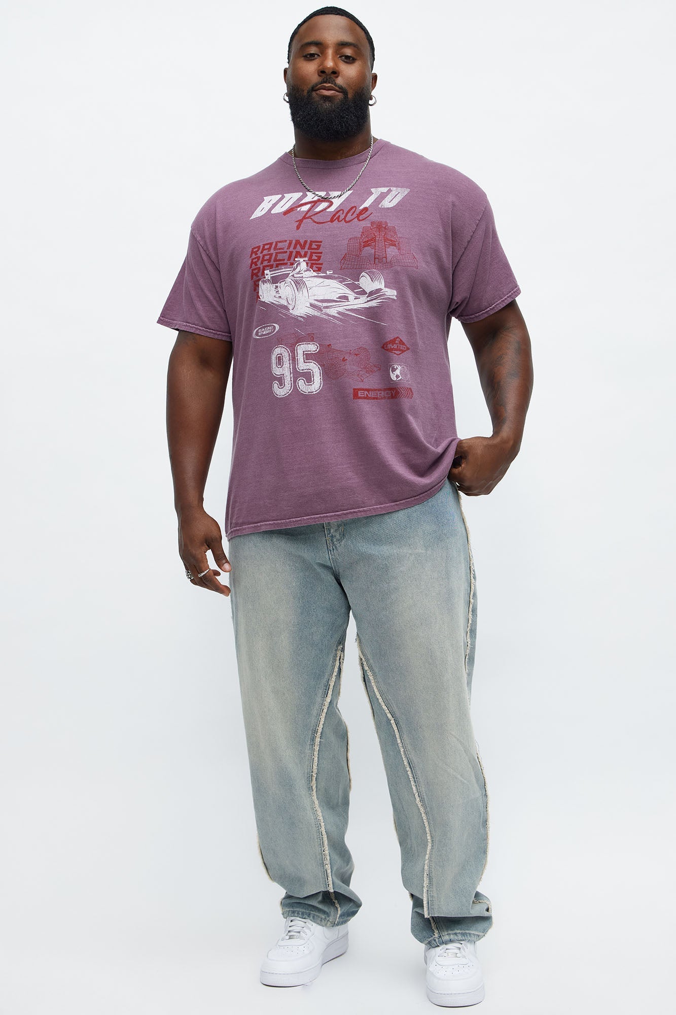 Born To Race Oversized Short Sleeve Tee - Purple
