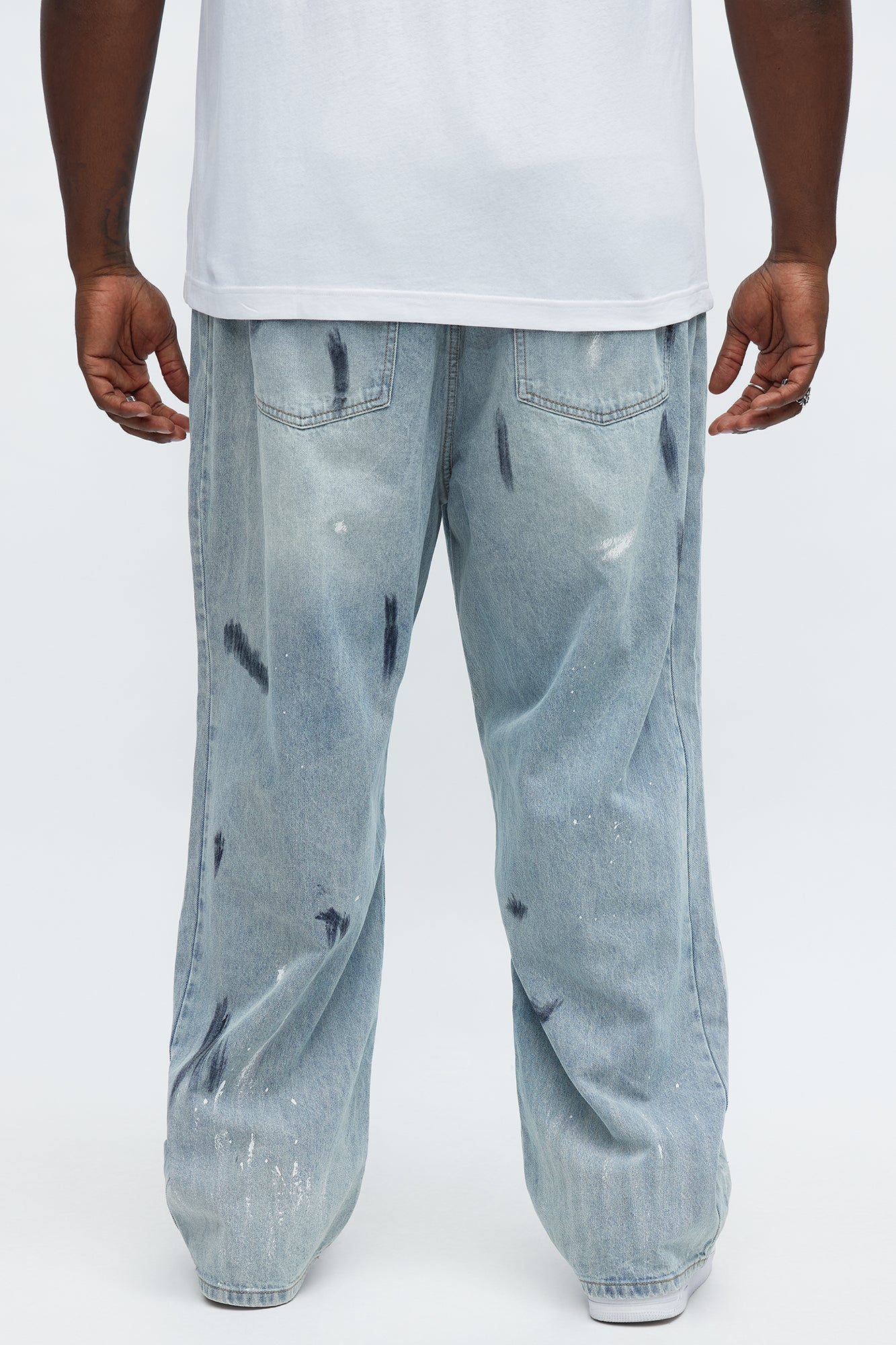 Baggy Battle Scars Distressed Jeans - Light Blue Wash