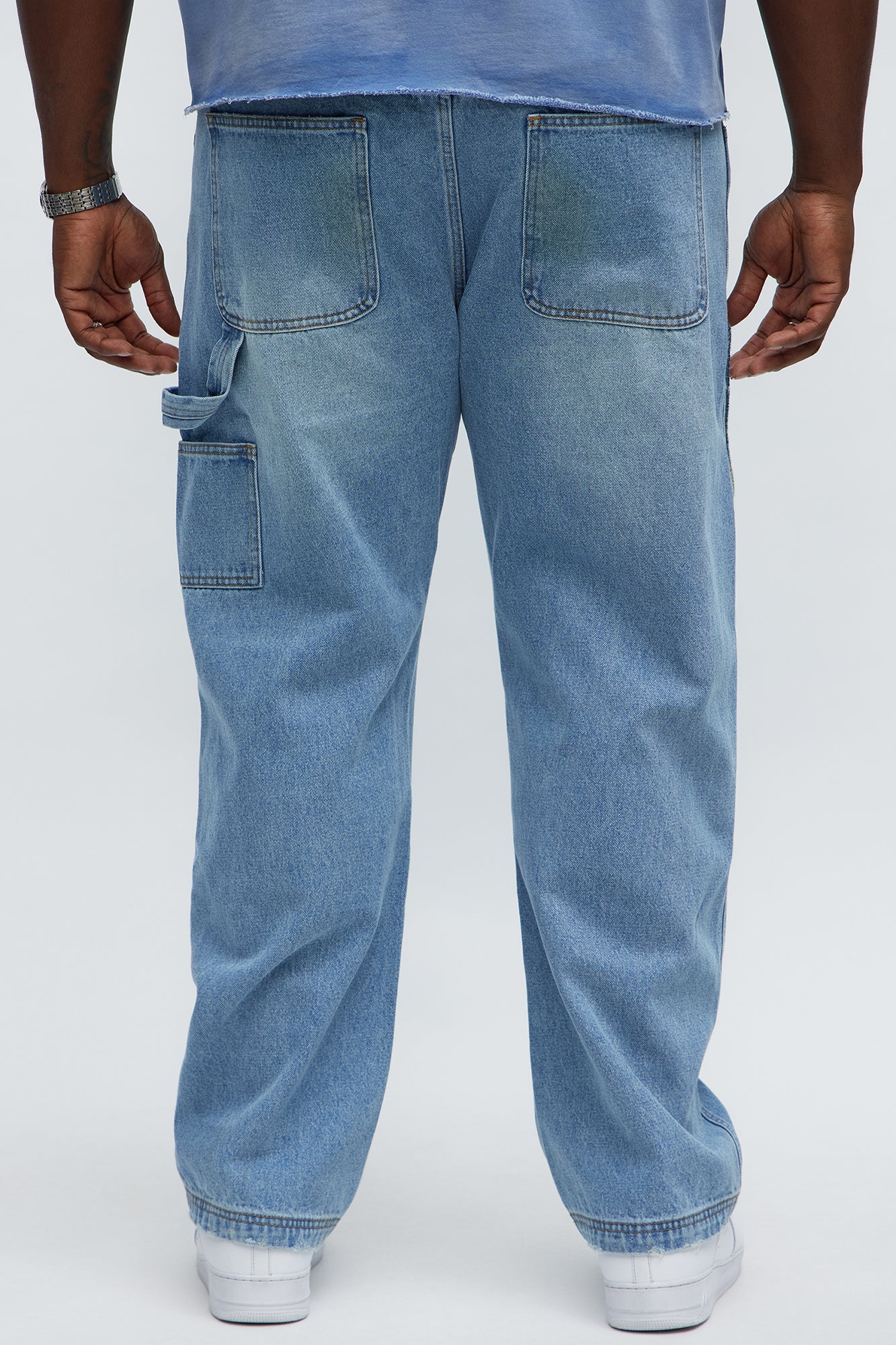 Straight In My Patchwork Jeans - Light Blue Wash