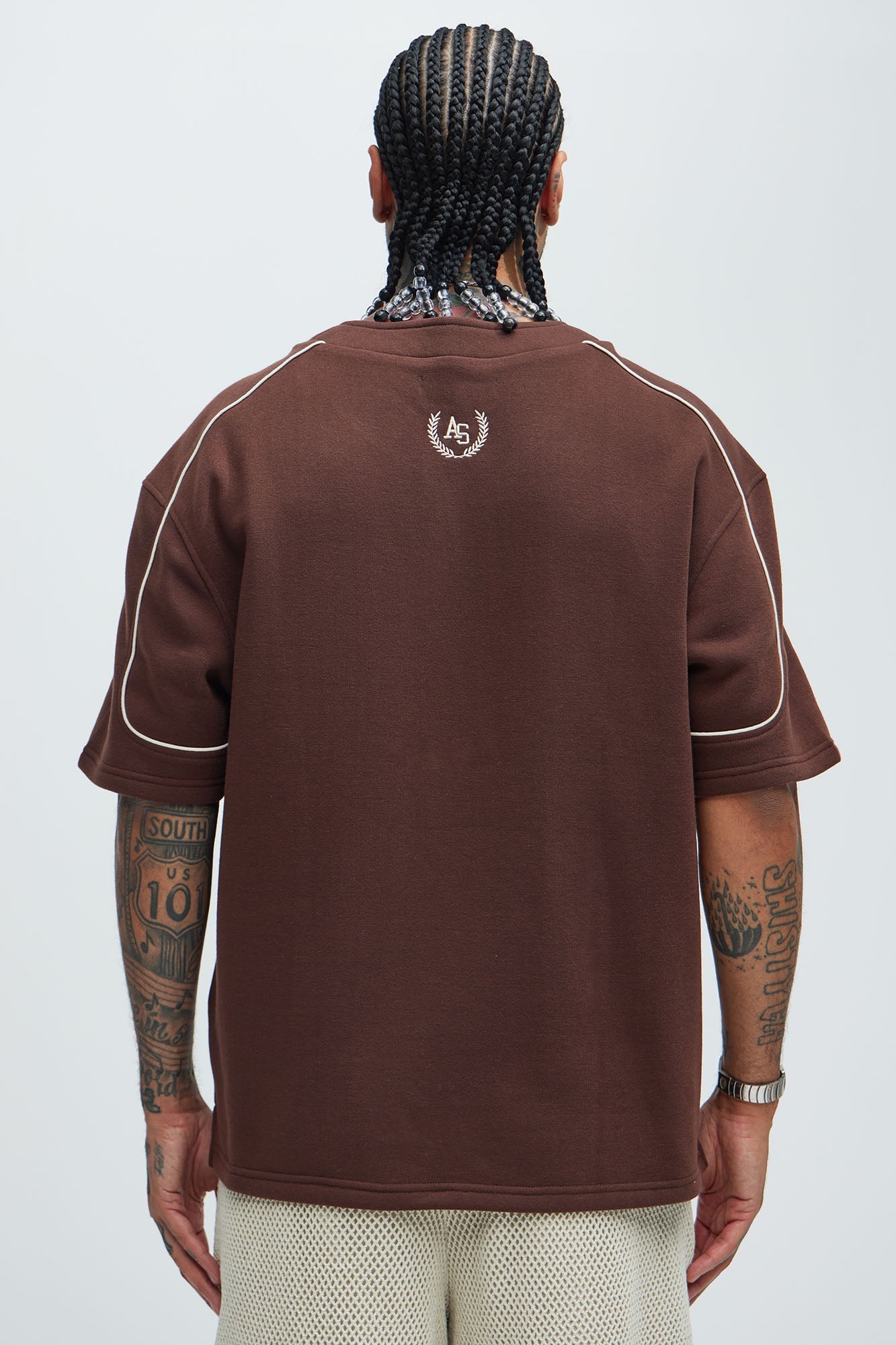 Athletics Sports Club Short Sleeve Henley - Brown