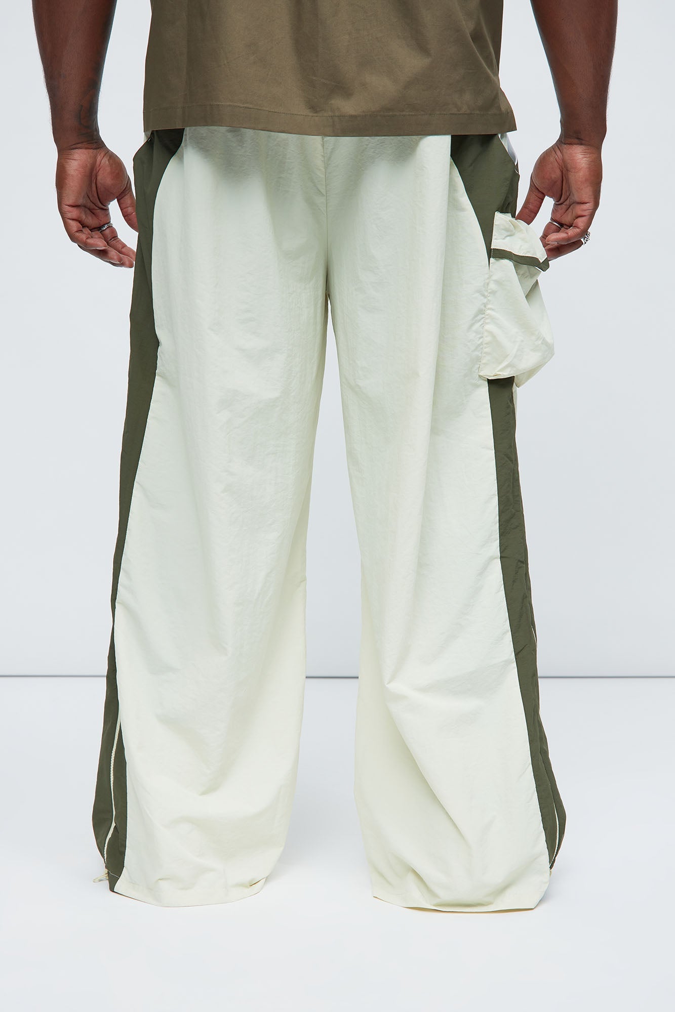 Side With Me Zipper Nylon Pants - White/combo